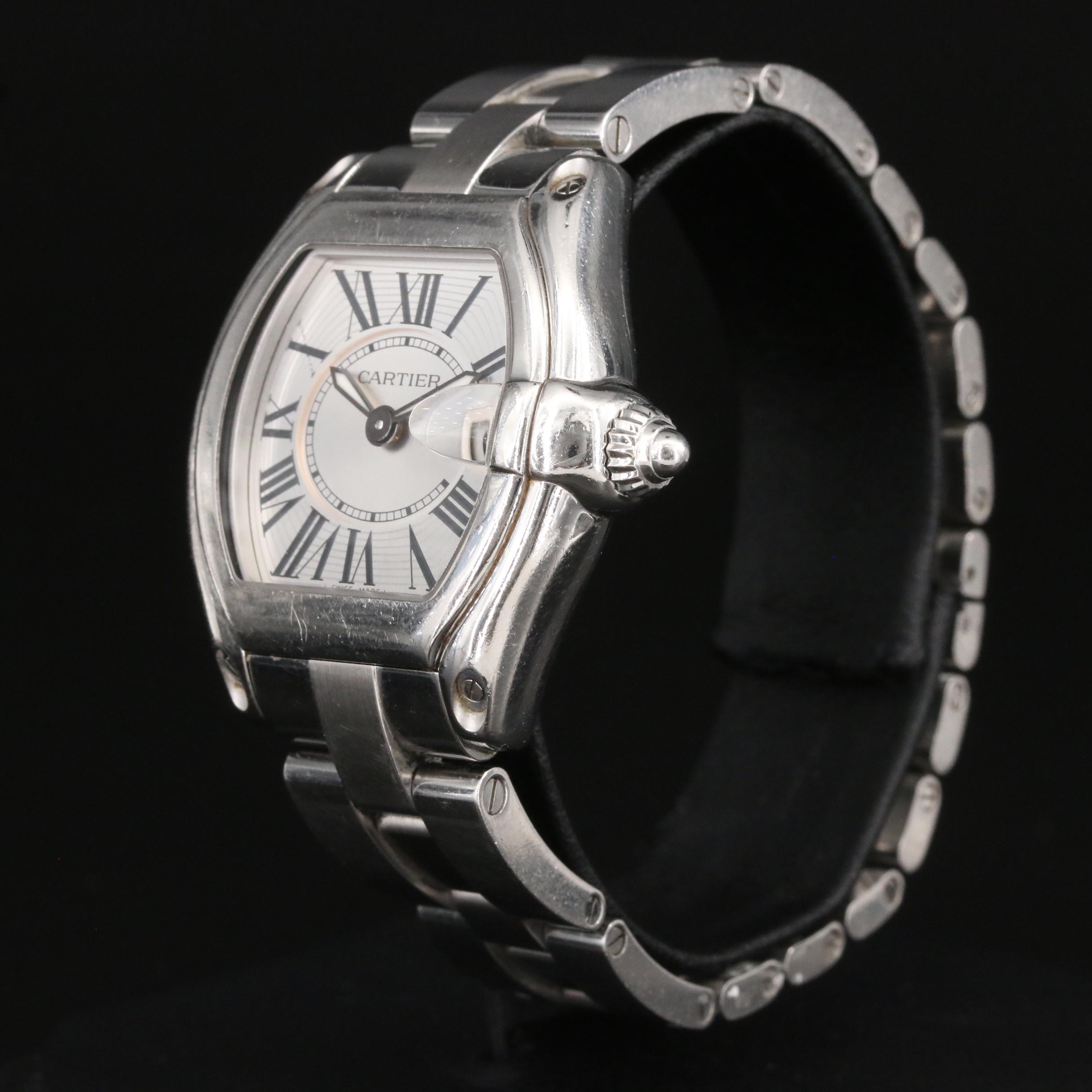 Cartier Roadster Silver Dial Stainless Steel Quartz  Watch with Extra Band