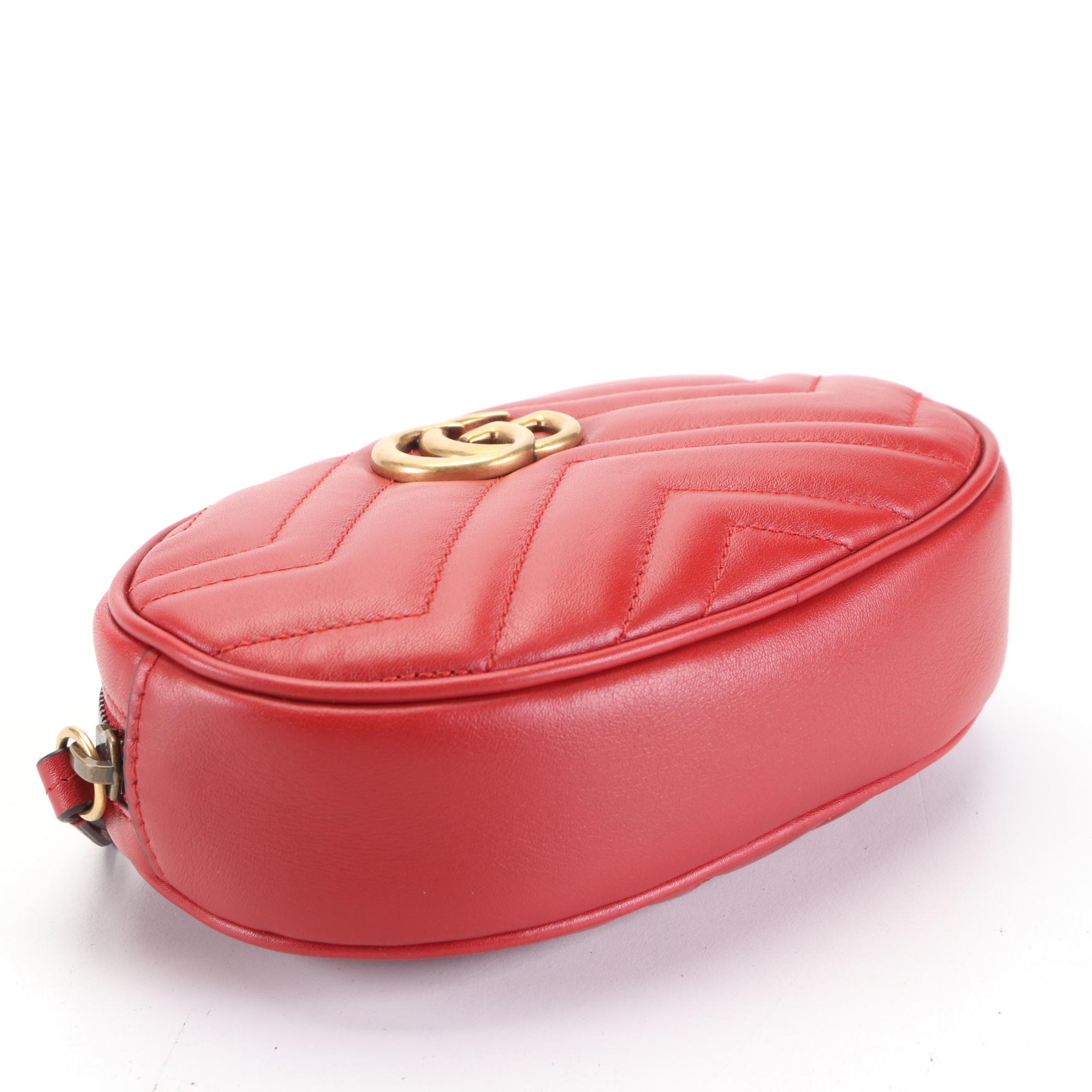 Gucci GG Marmont Belt Bag in Red Matelassé Calfskin Leather