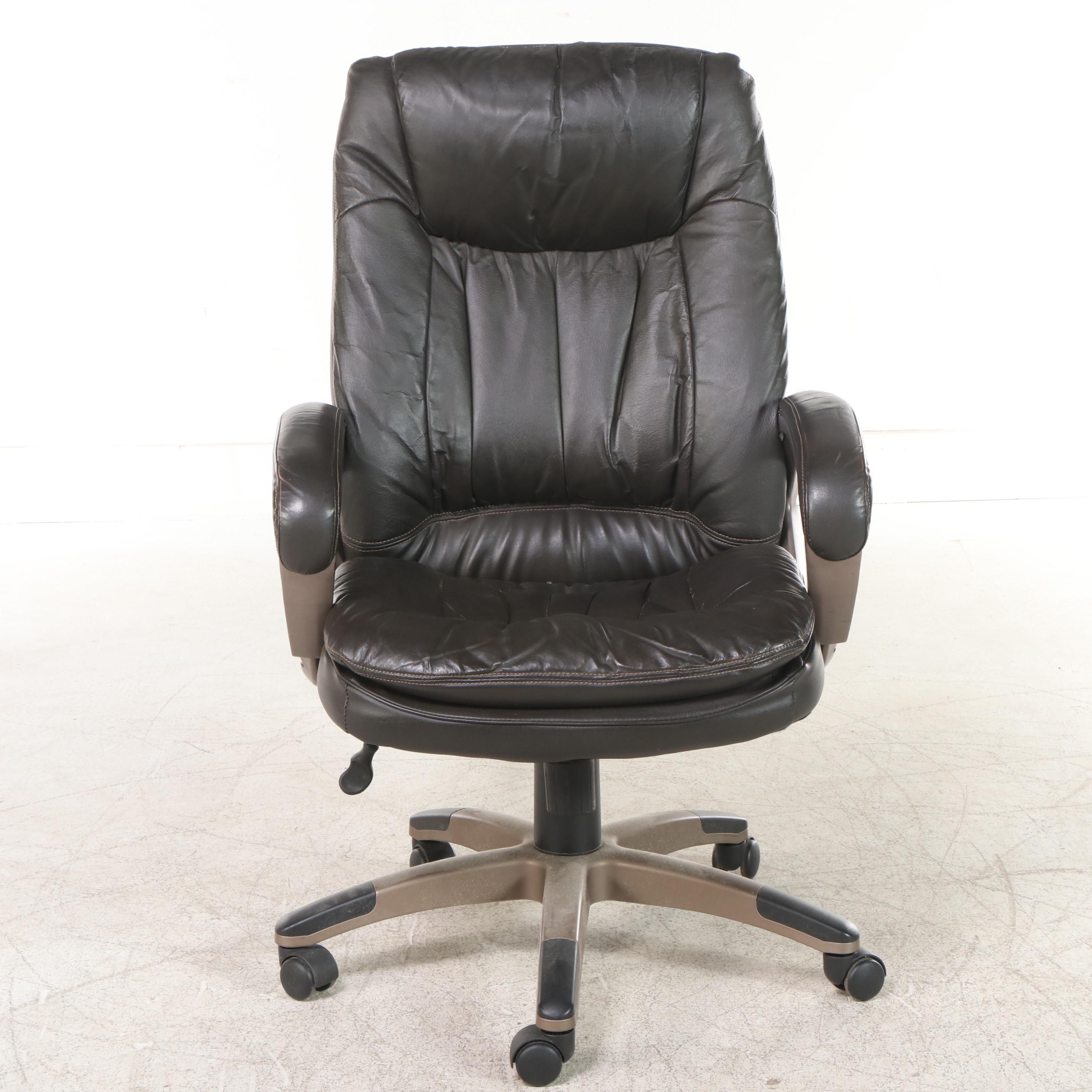 Swinton Avenue Trading Leather and Vinyl Upholstered Desk Chair