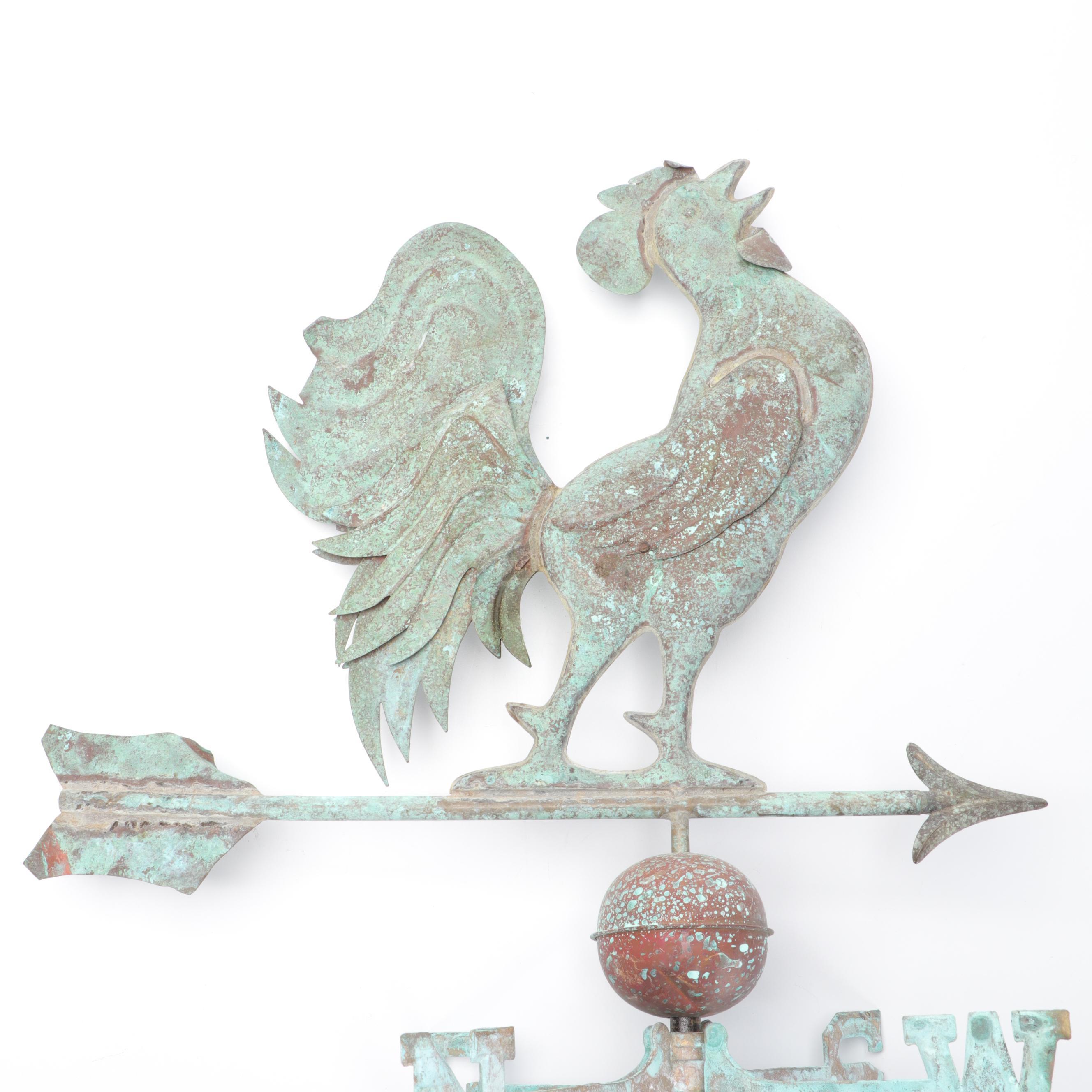 Forced Patina on Copper Rooster Weathervane