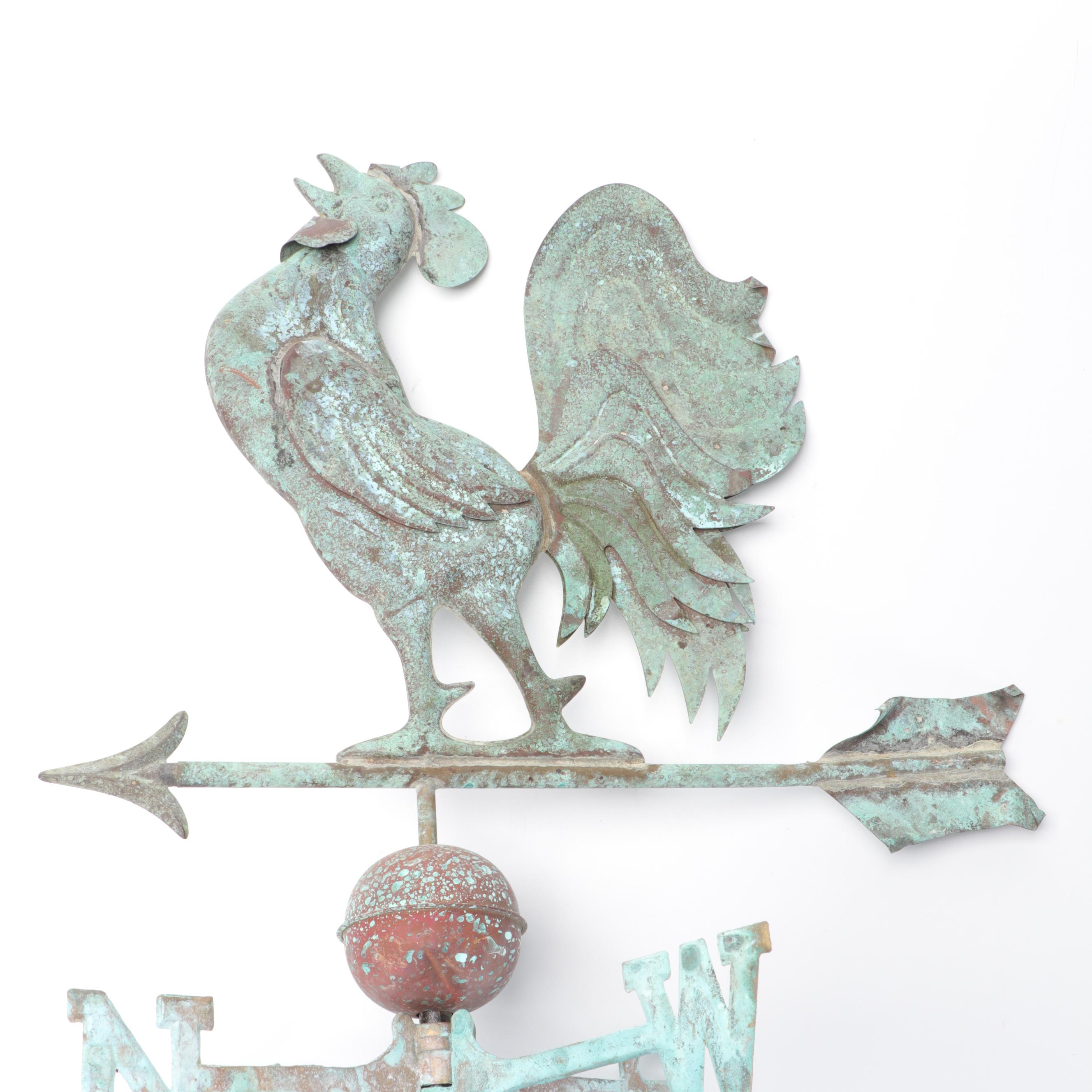 Forced Patina on Copper Rooster Weathervane