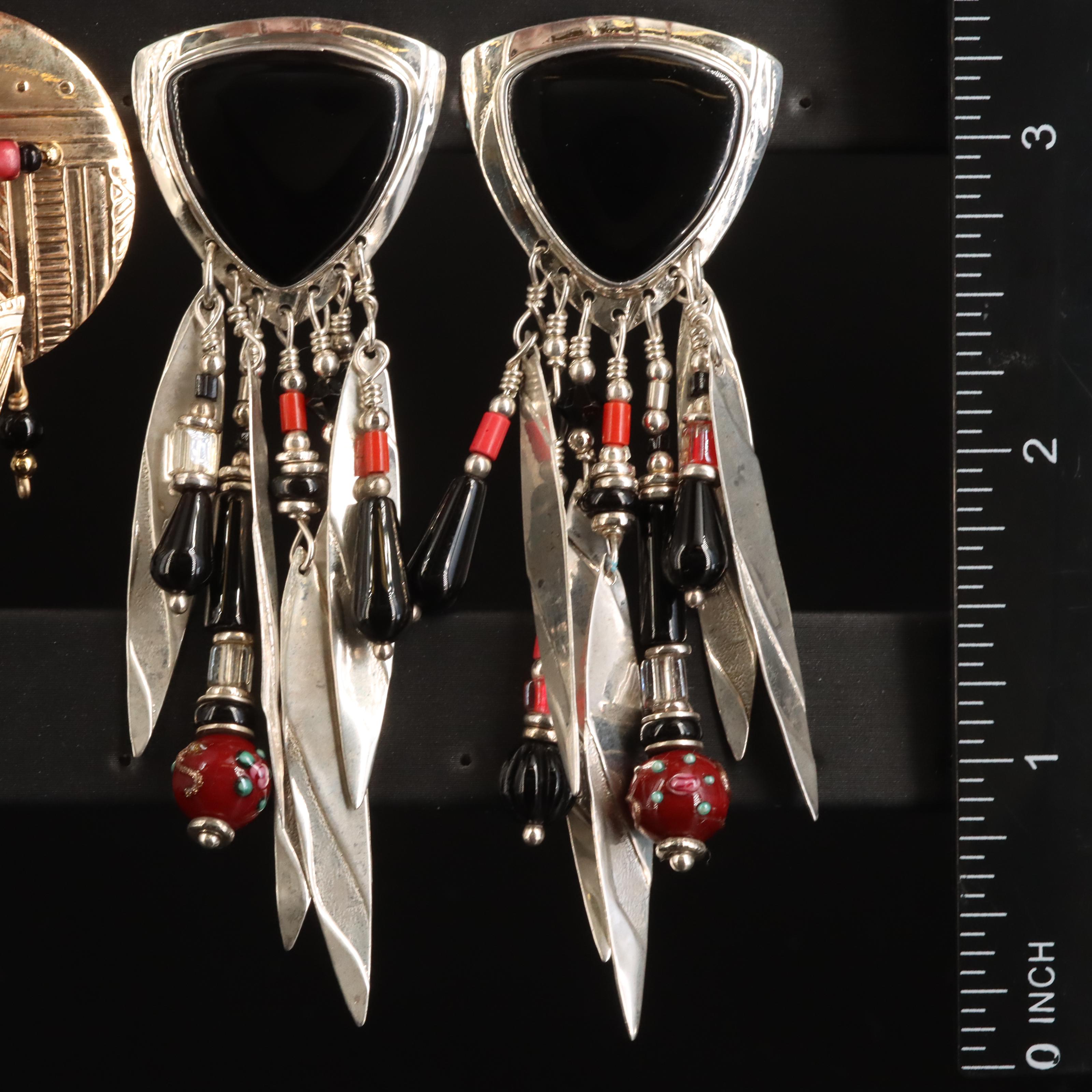 Tabra Tunoa Earrings Featuring Sterling and Black Onyx