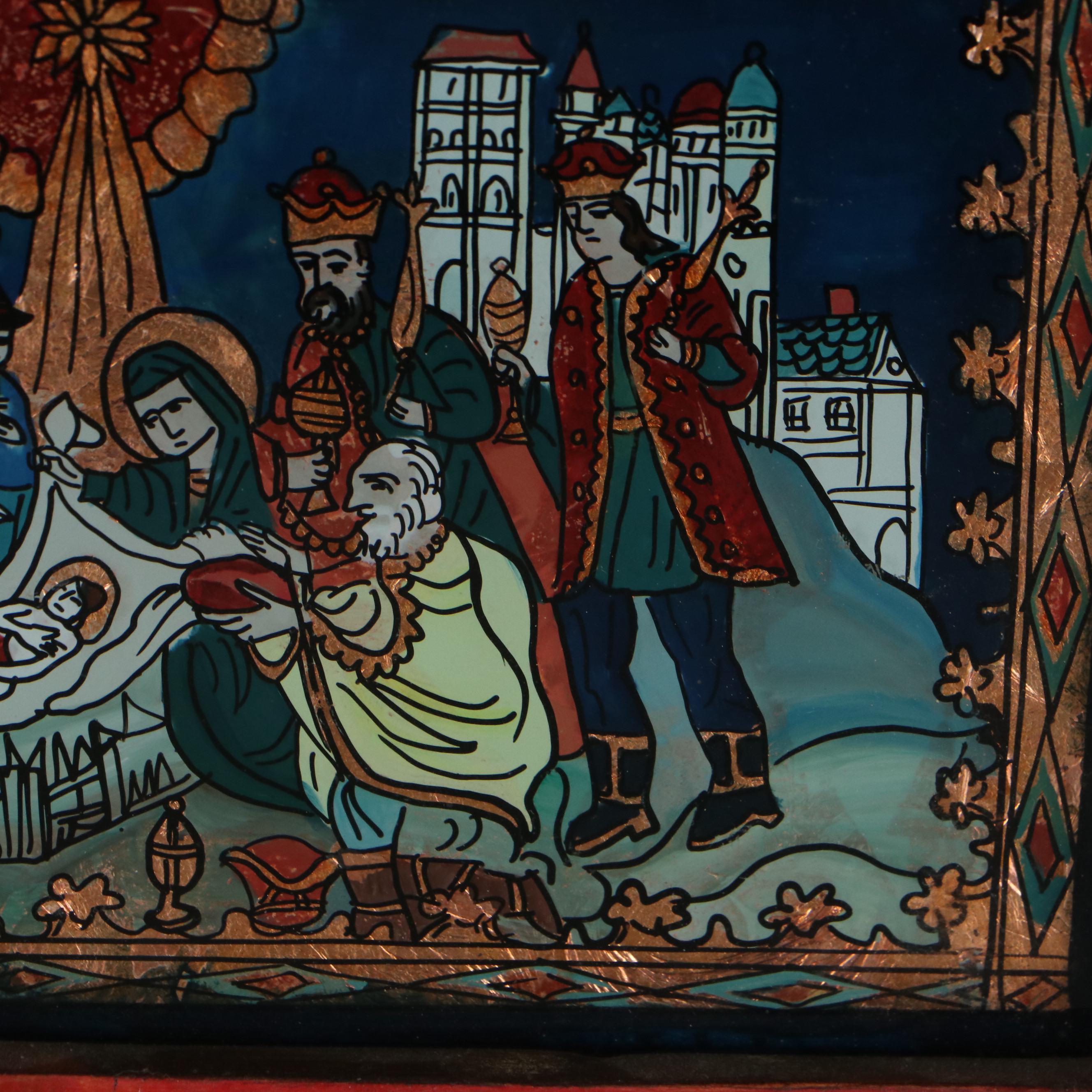 Ioana Corujan Reverse Glass Painting of the Last Supper and Birth of Jesus