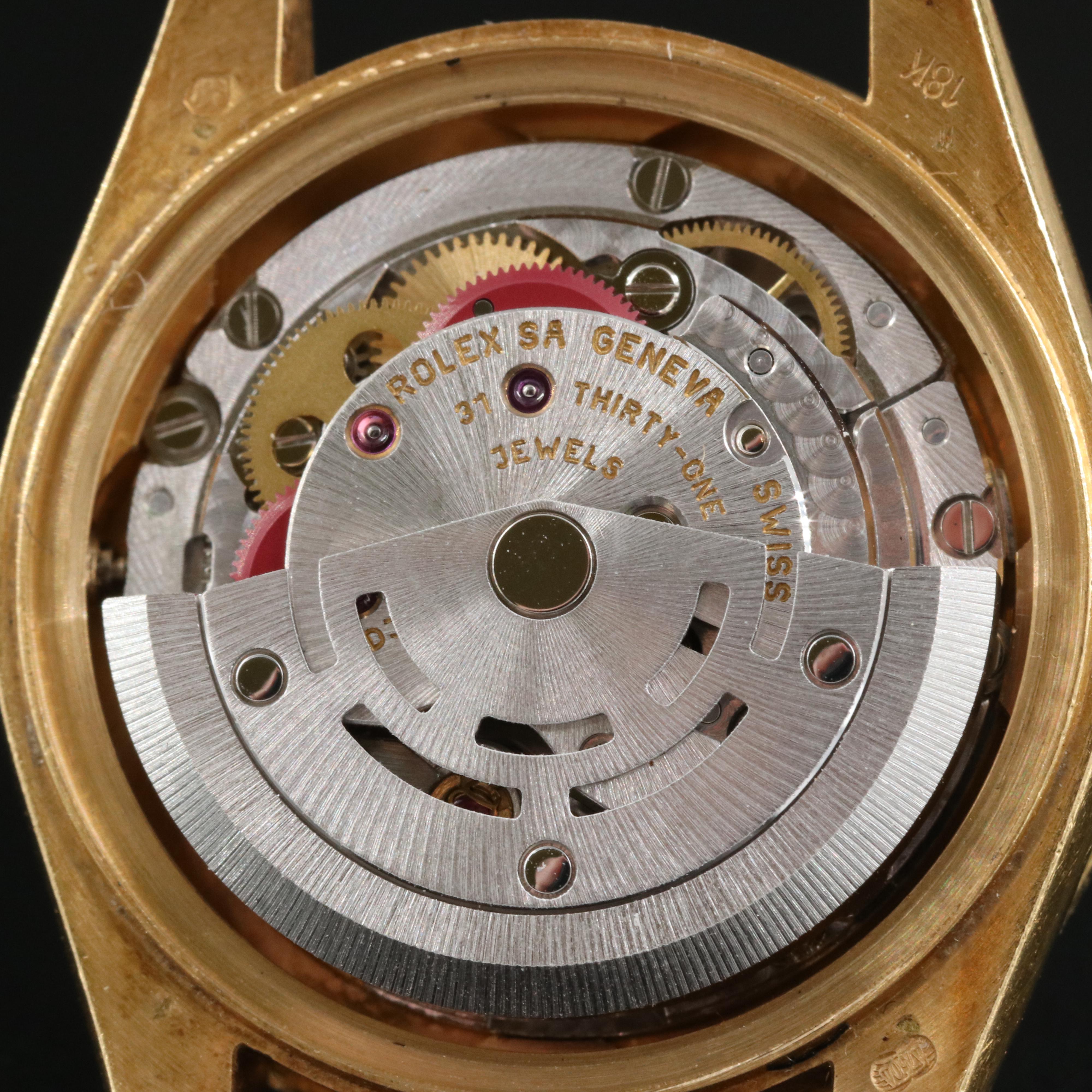 18K Rolex Datejust Diamond Dial and Sapphire Bezel President Band Watch