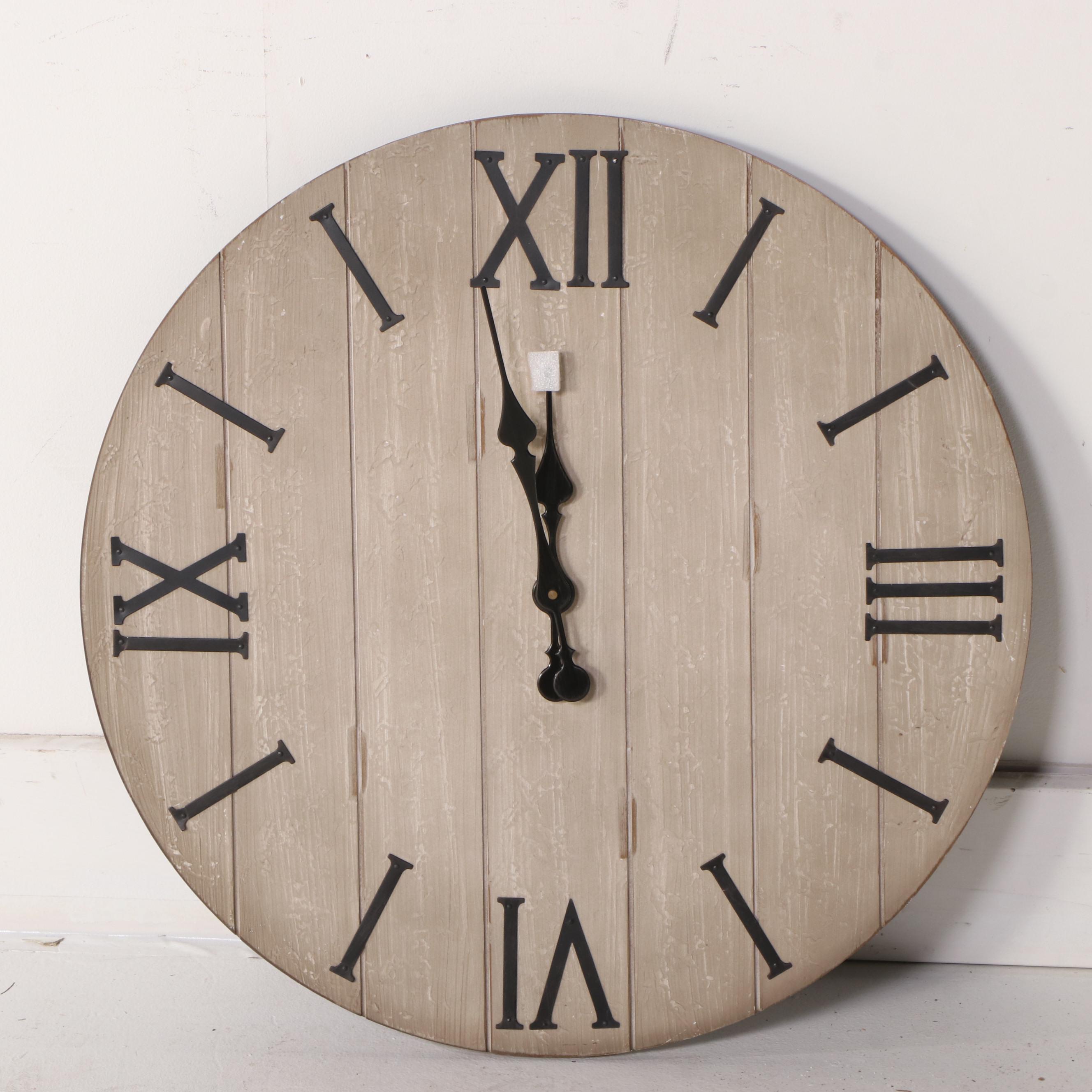 Threshold 24" Rustic Wood Finish Wall Clock and Two Windowpane Collage Frames