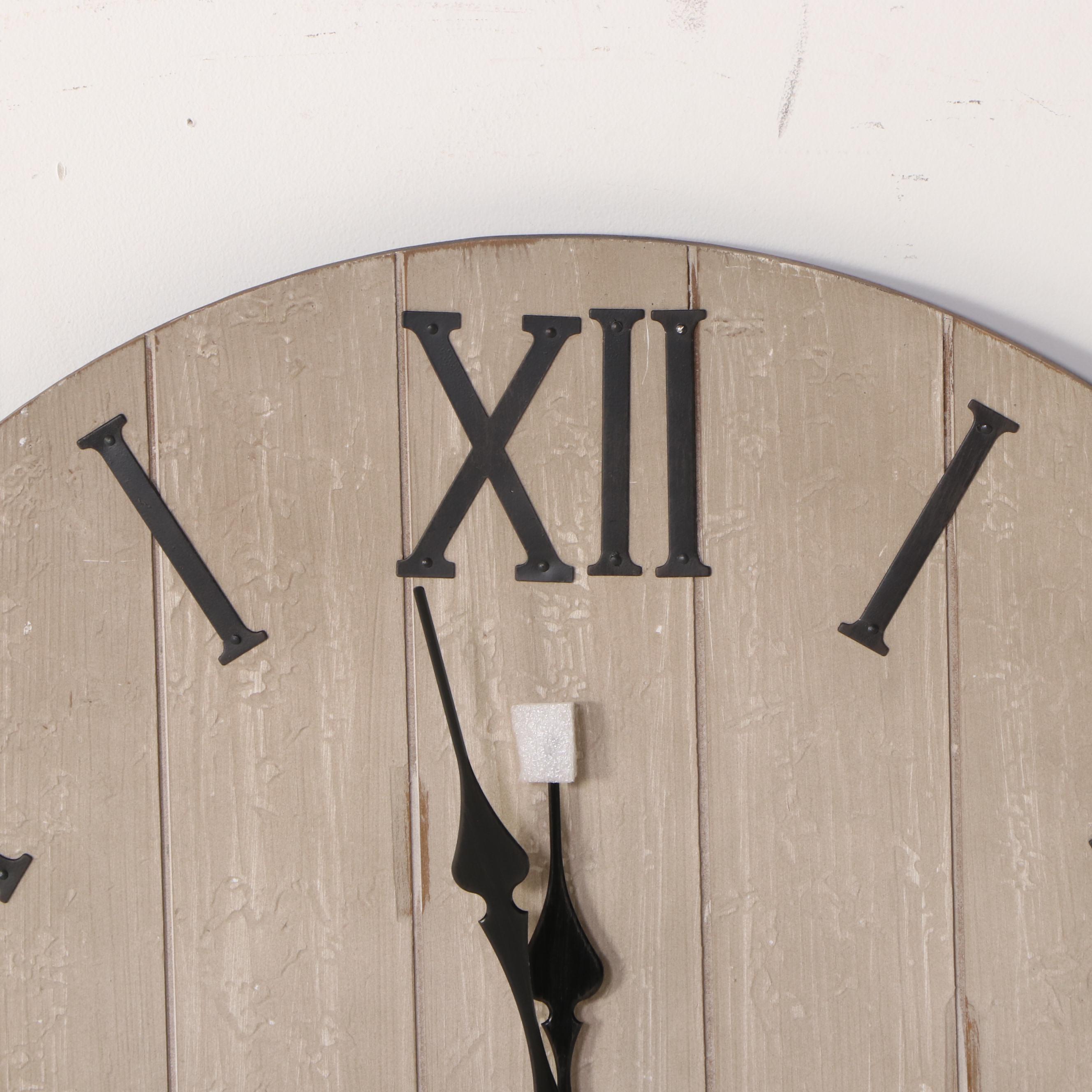 Threshold 24" Rustic Wood Finish Wall Clock and Two Windowpane Collage Frames