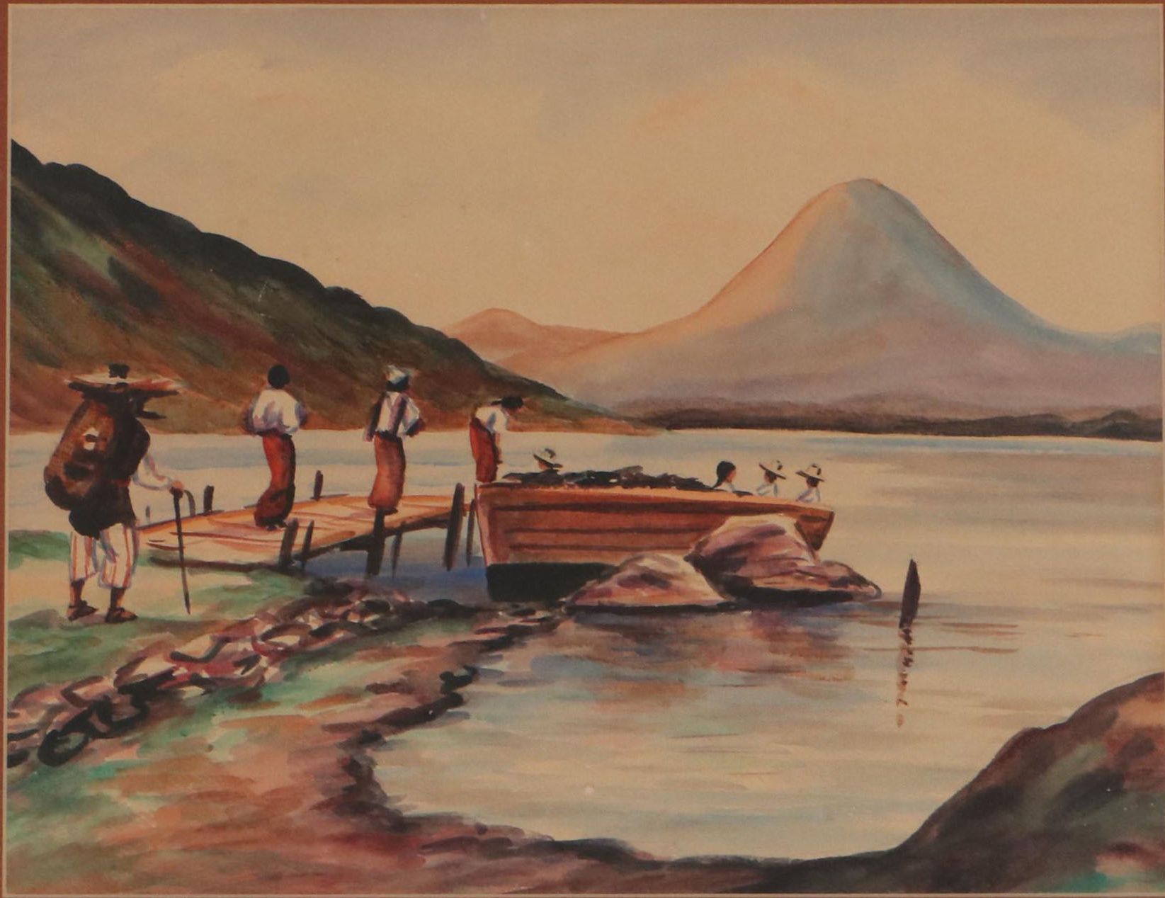 Watercolor Painting of Guatemalan Landscape "Laco de Atìtlán"