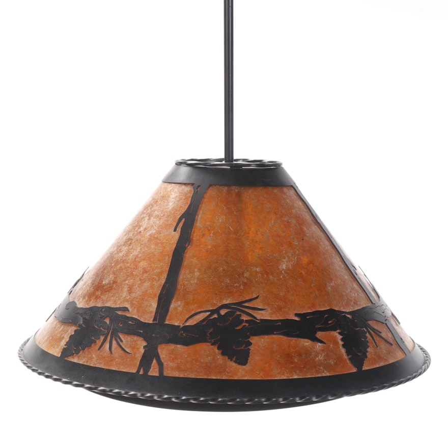 Pine Cone Theme Pendant Light With Mica Shade
