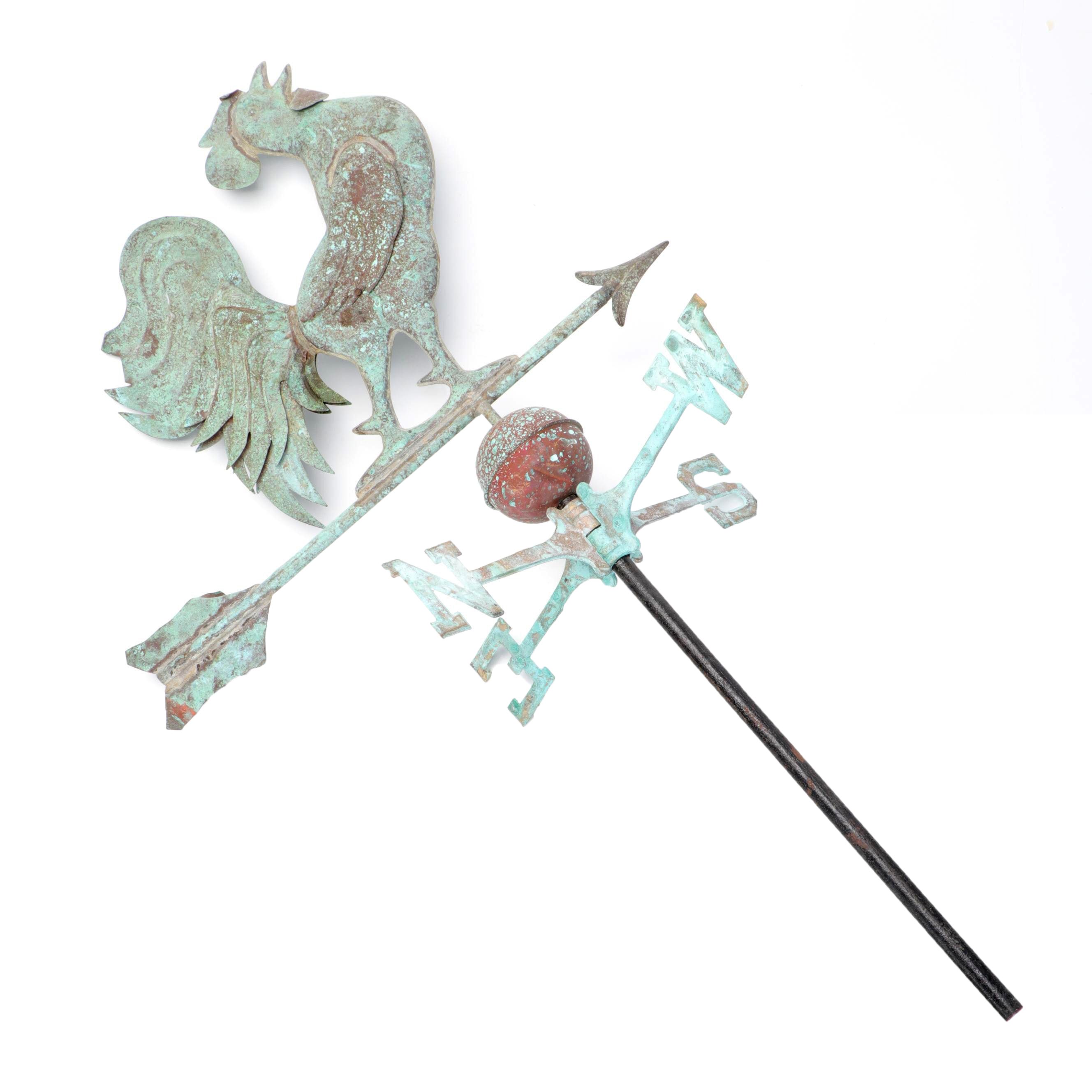 Forced Patina on Copper Rooster Weathervane