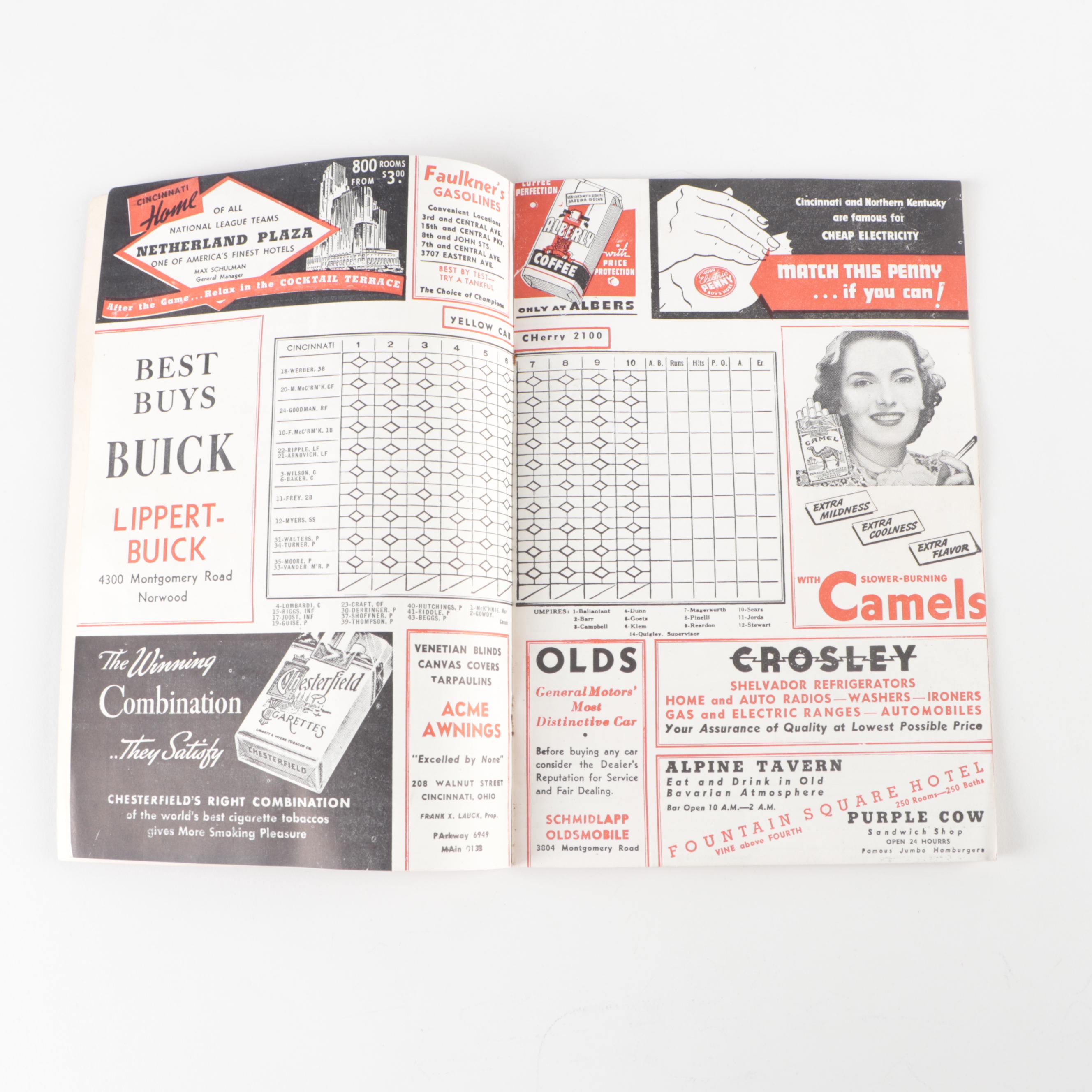 1940 Cincinnati Reds Score Card and 1968 Cincinnati Reds Promotional Booklet