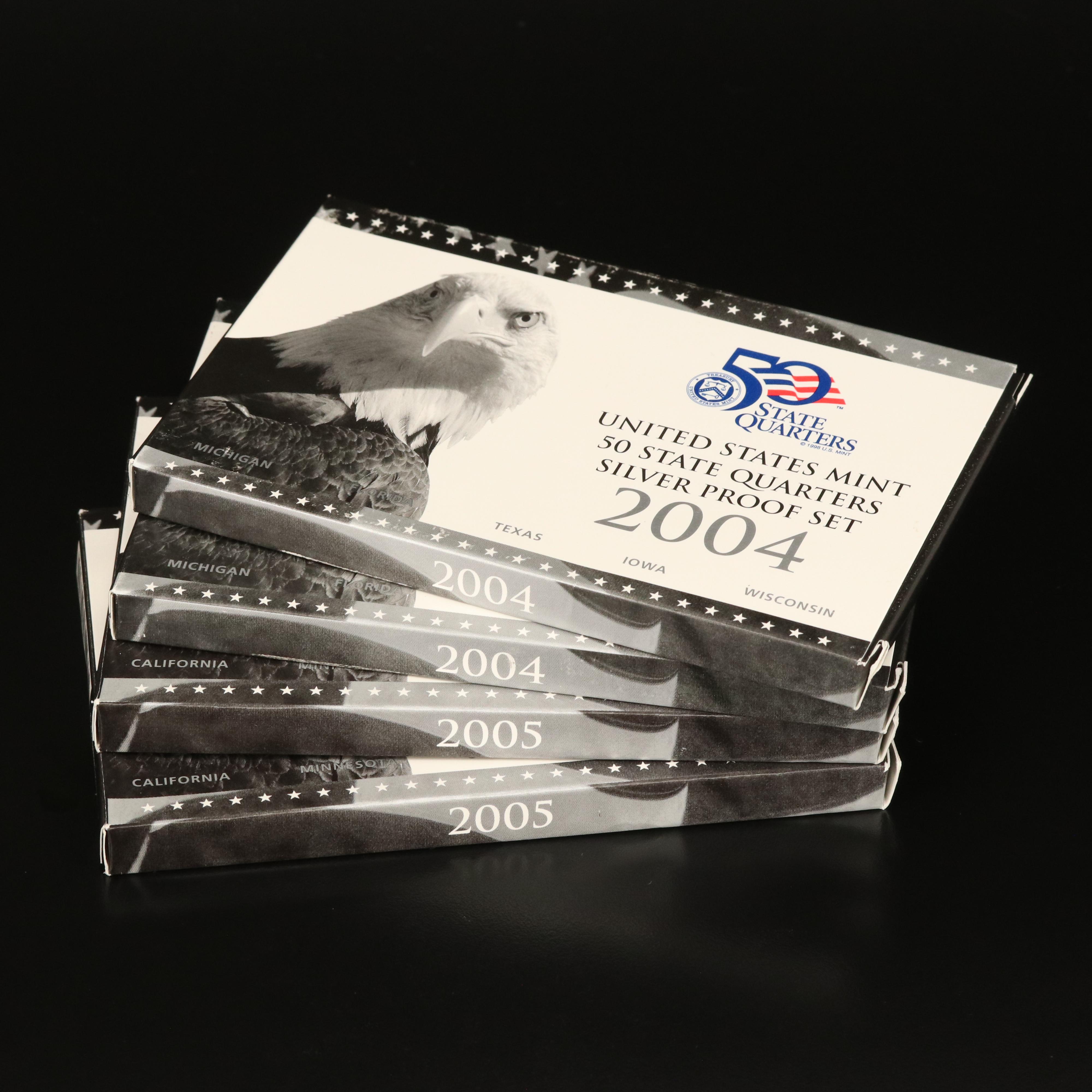 Four U.S. Mint Statehood Quarters Silver Proof Sets