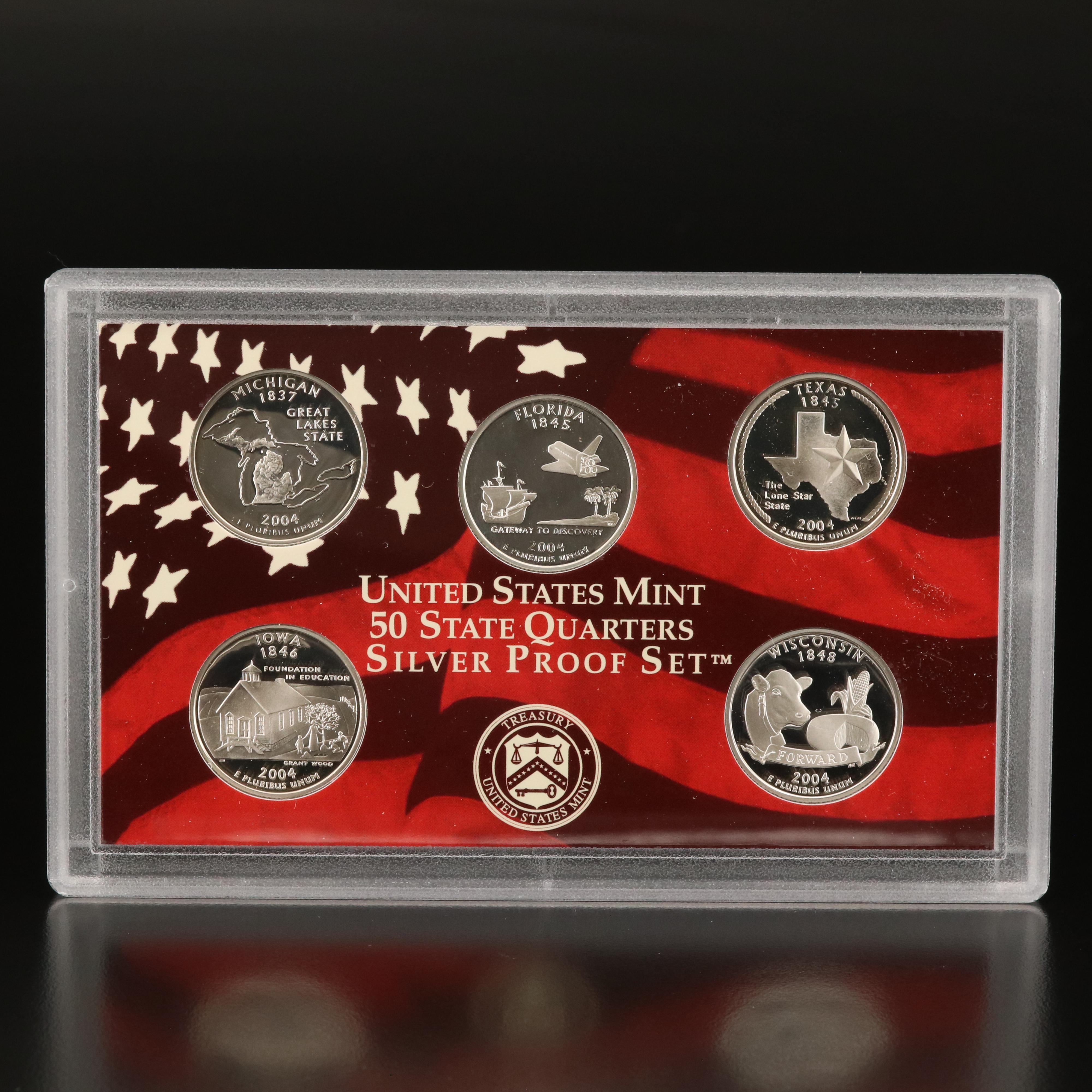 Four U.S. Mint Statehood Quarters Silver Proof Sets