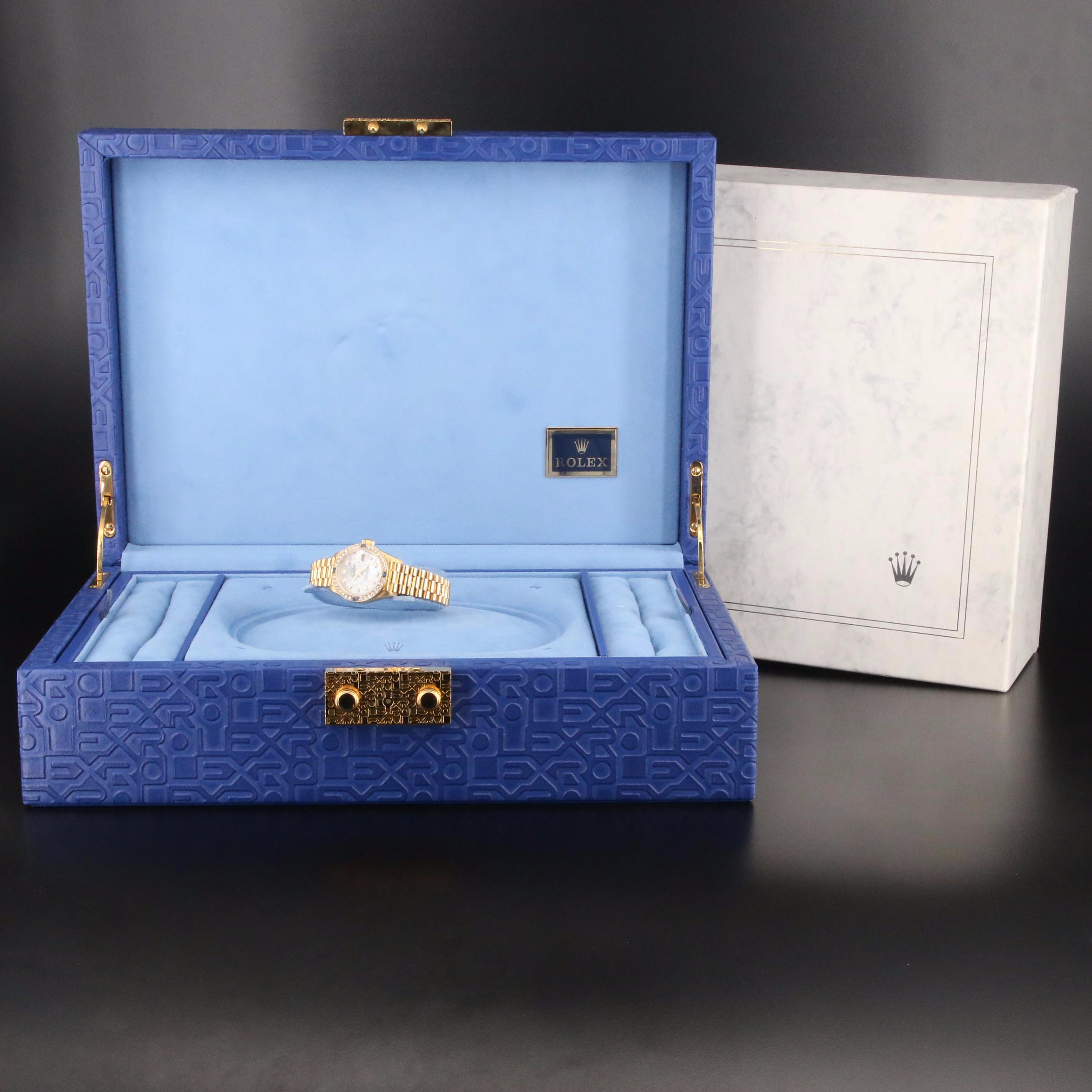 18K Rolex Datejust Diamond Dial and Sapphire Bezel President Band Watch