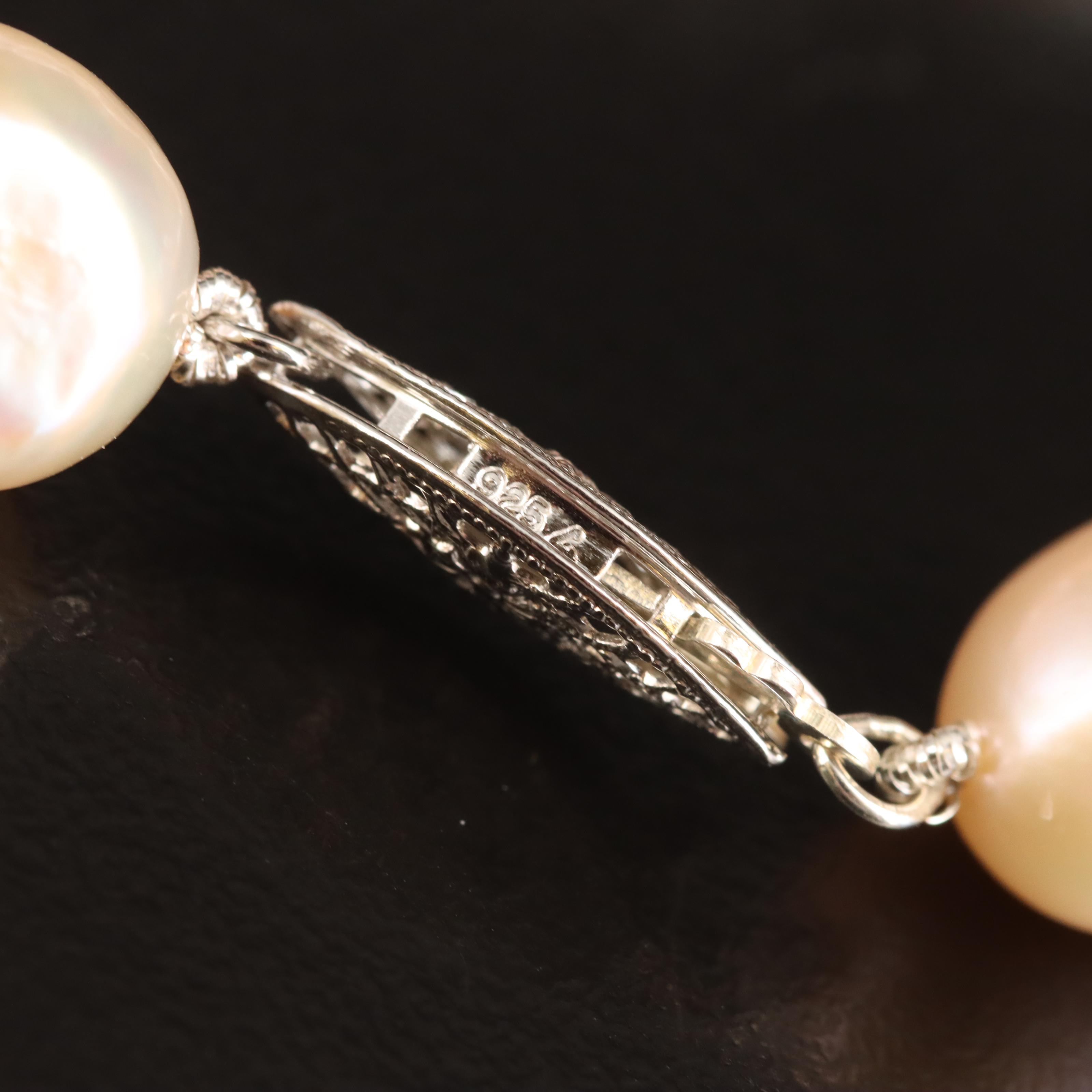Rope Length Pearl Necklace with Sterling Clasp