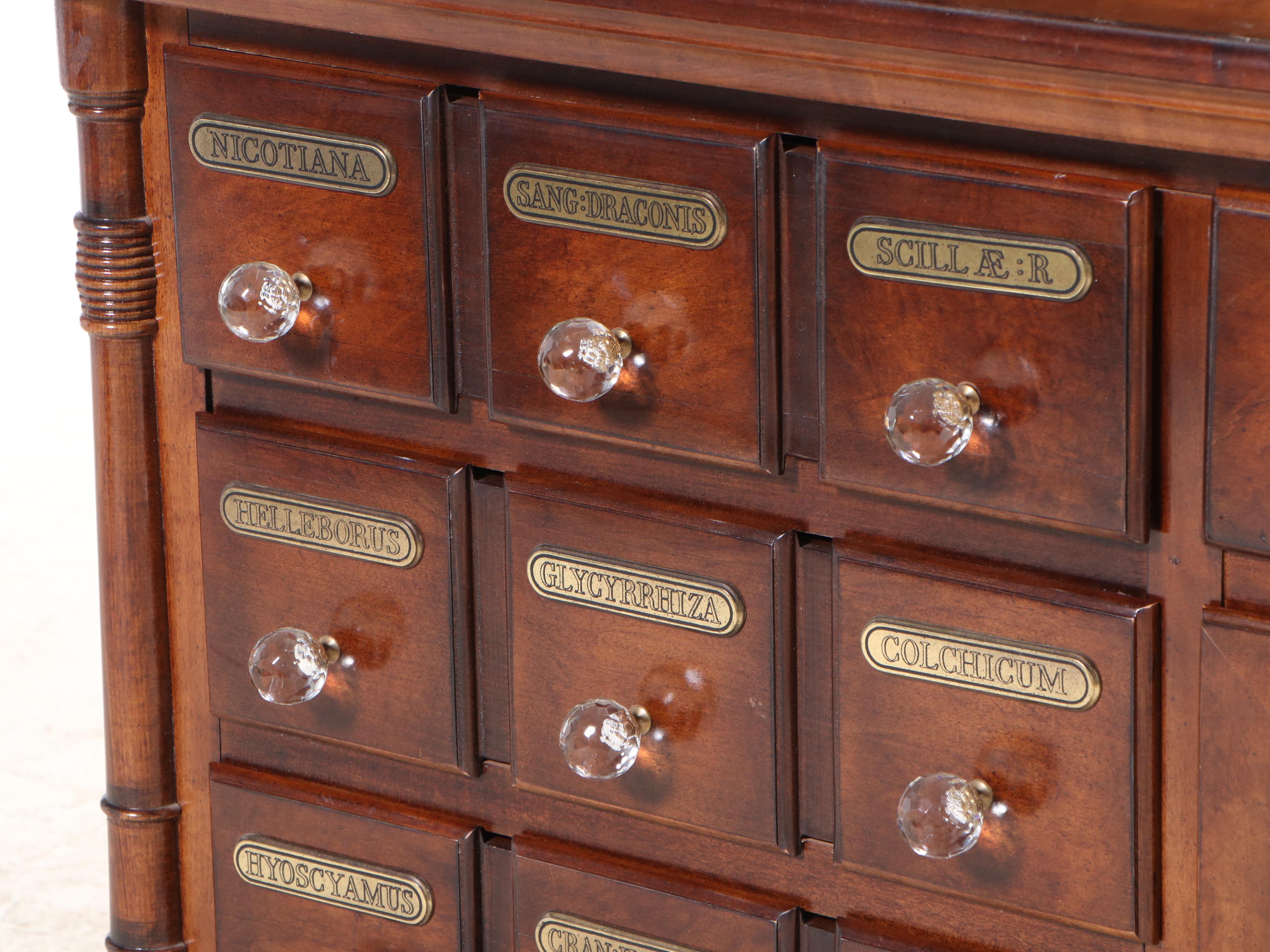 Victorian Style Two-Piece Apothecary Cabinet with Etched Glass and Faux Marble