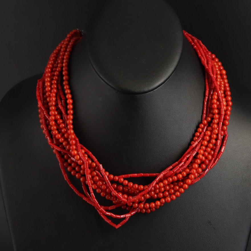Amy Kahn Russell Sterling Coral Multi-Strand Necklace