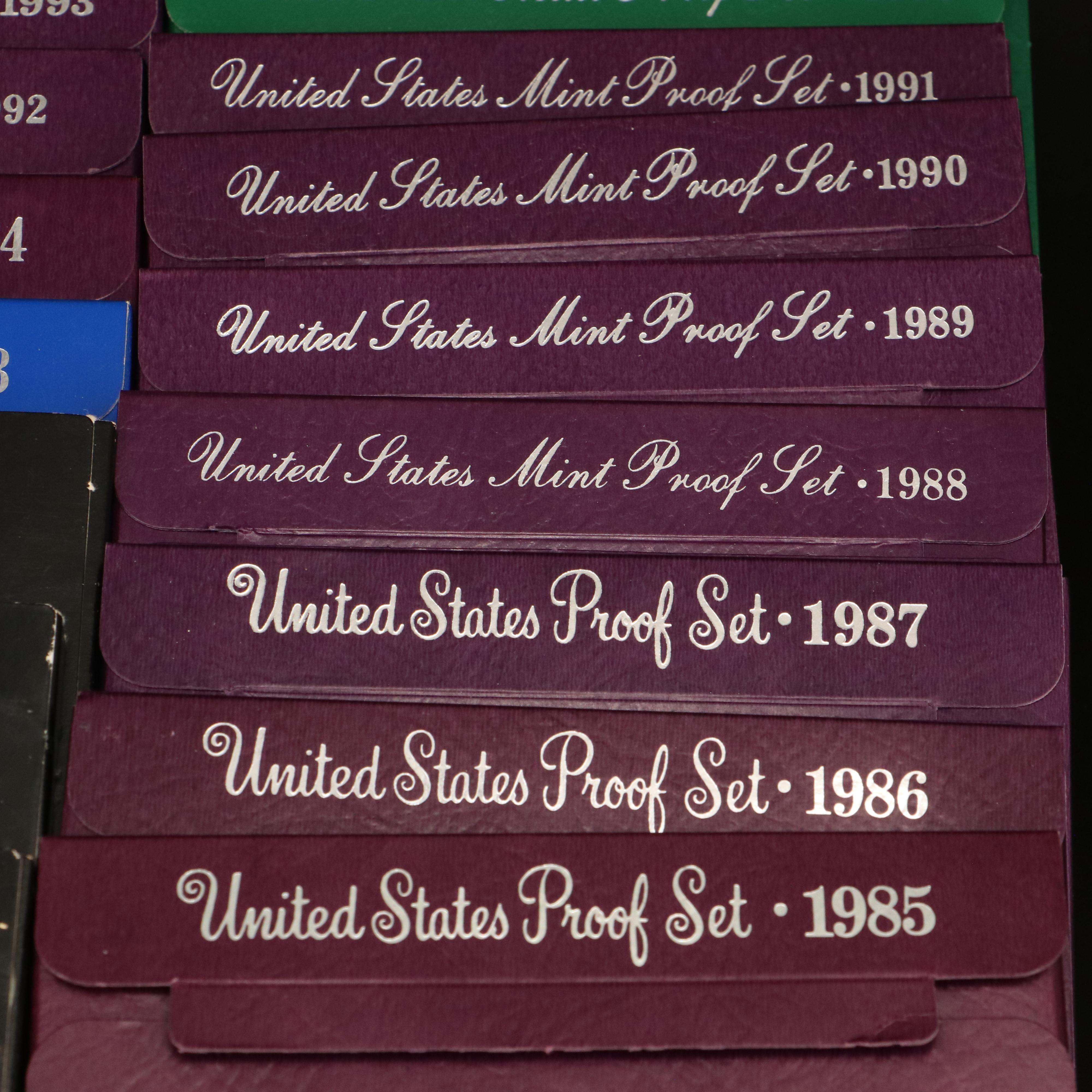 Nineteen U.S. Mint Proof Sets, 1980 to 1998