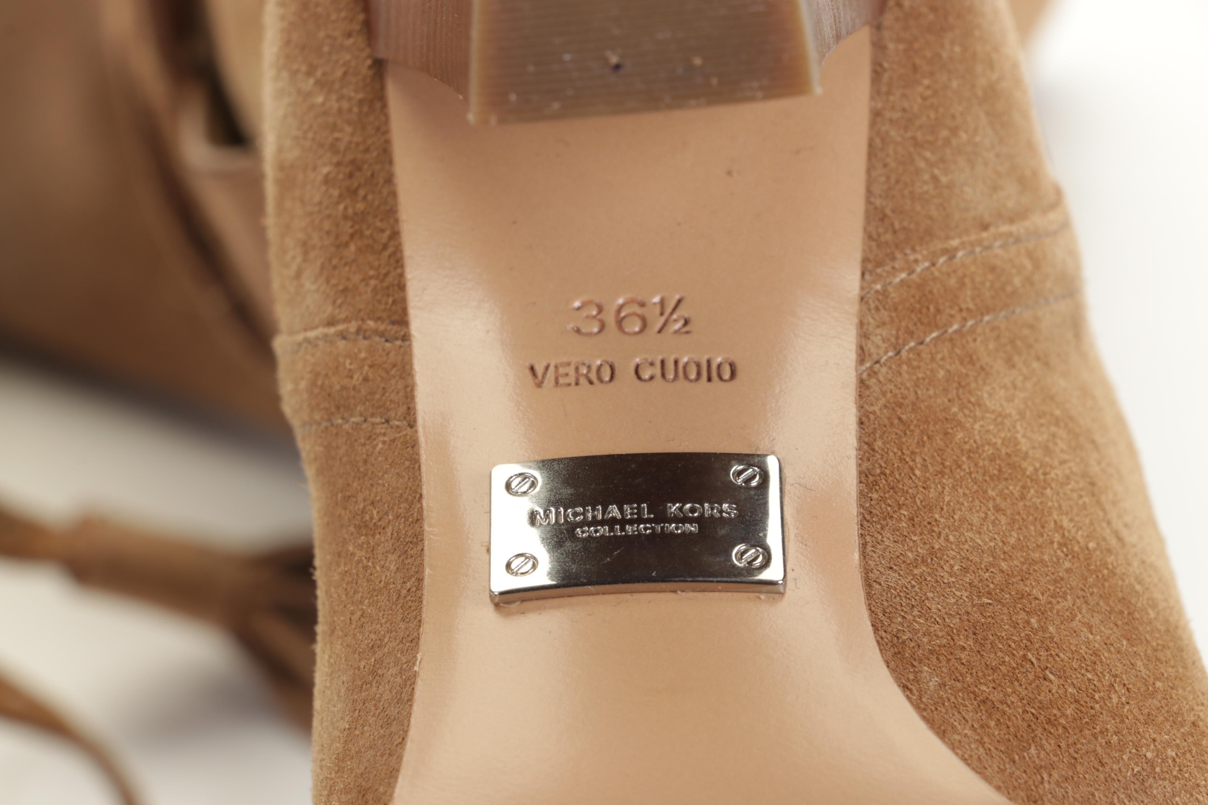 Tory Burch Livia Snakeskin Sandals and Michael Kors Jessa Suede Boots