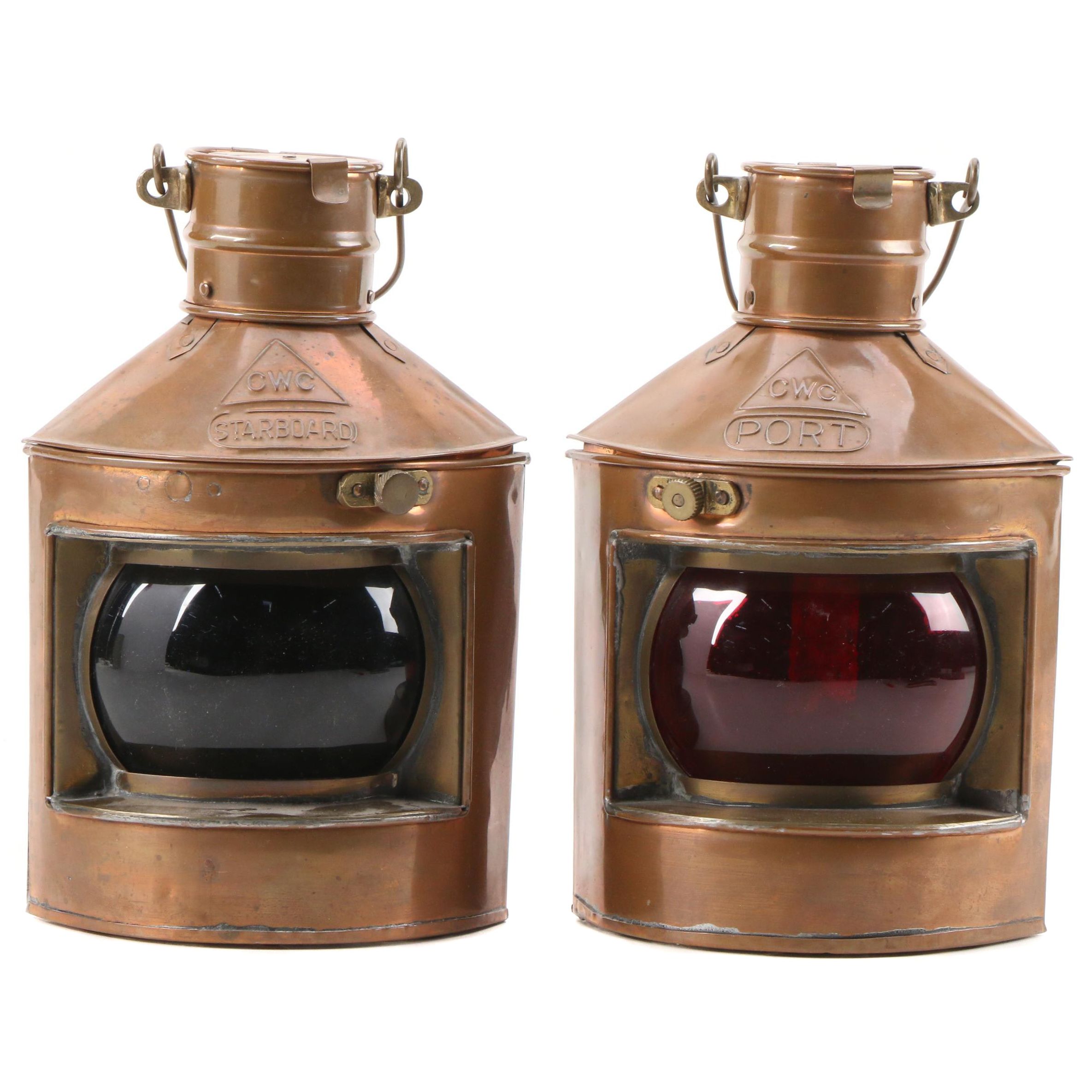 CWC Hong Kong "Port" and "Starboard" Copper Candle Lanterns