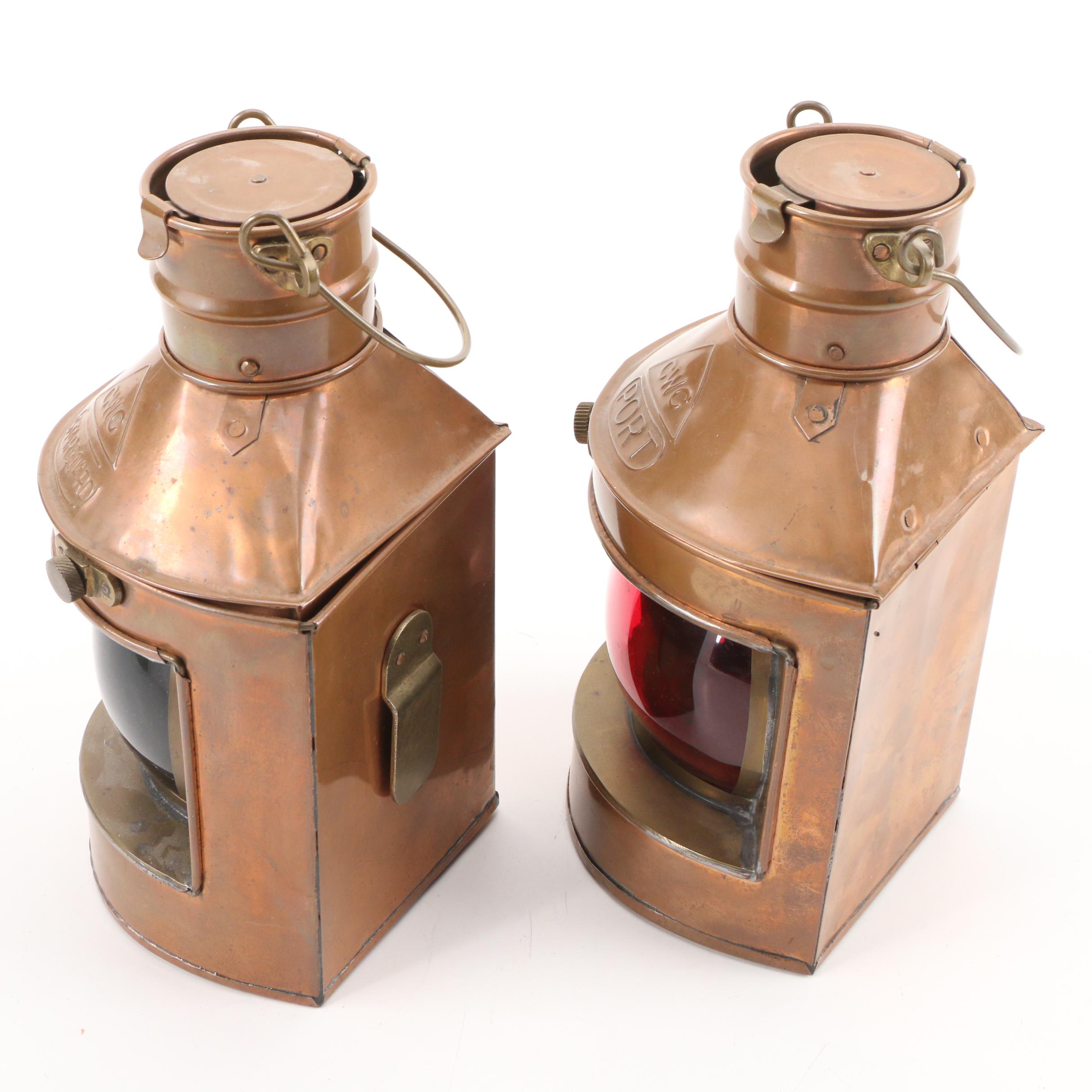 CWC Hong Kong "Port" and "Starboard" Copper Candle Lanterns