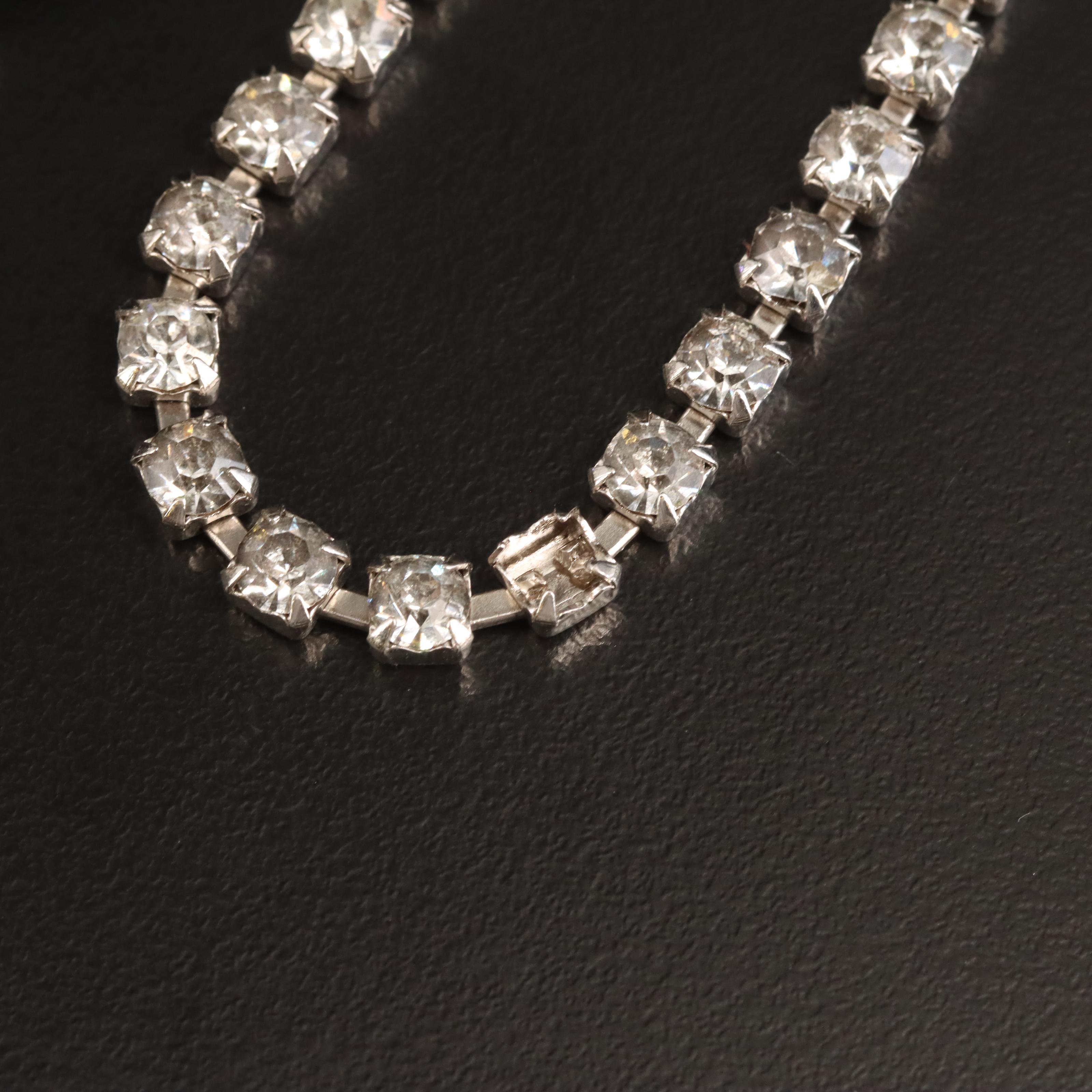 Joan Rivers Flower Tassel Necklace with Rhinestone Line Necklace