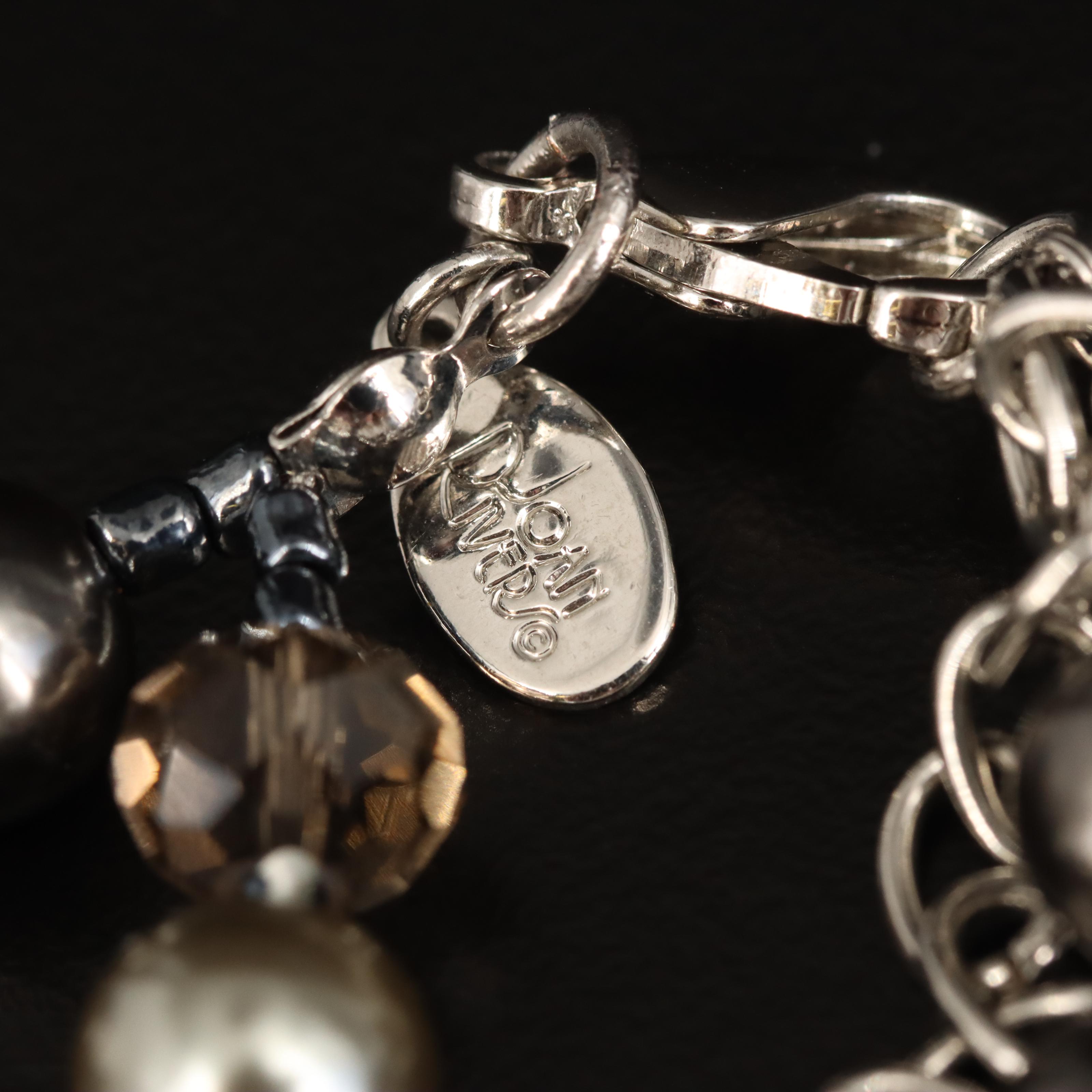 Joan Rivers Flower Tassel Necklace with Rhinestone Line Necklace