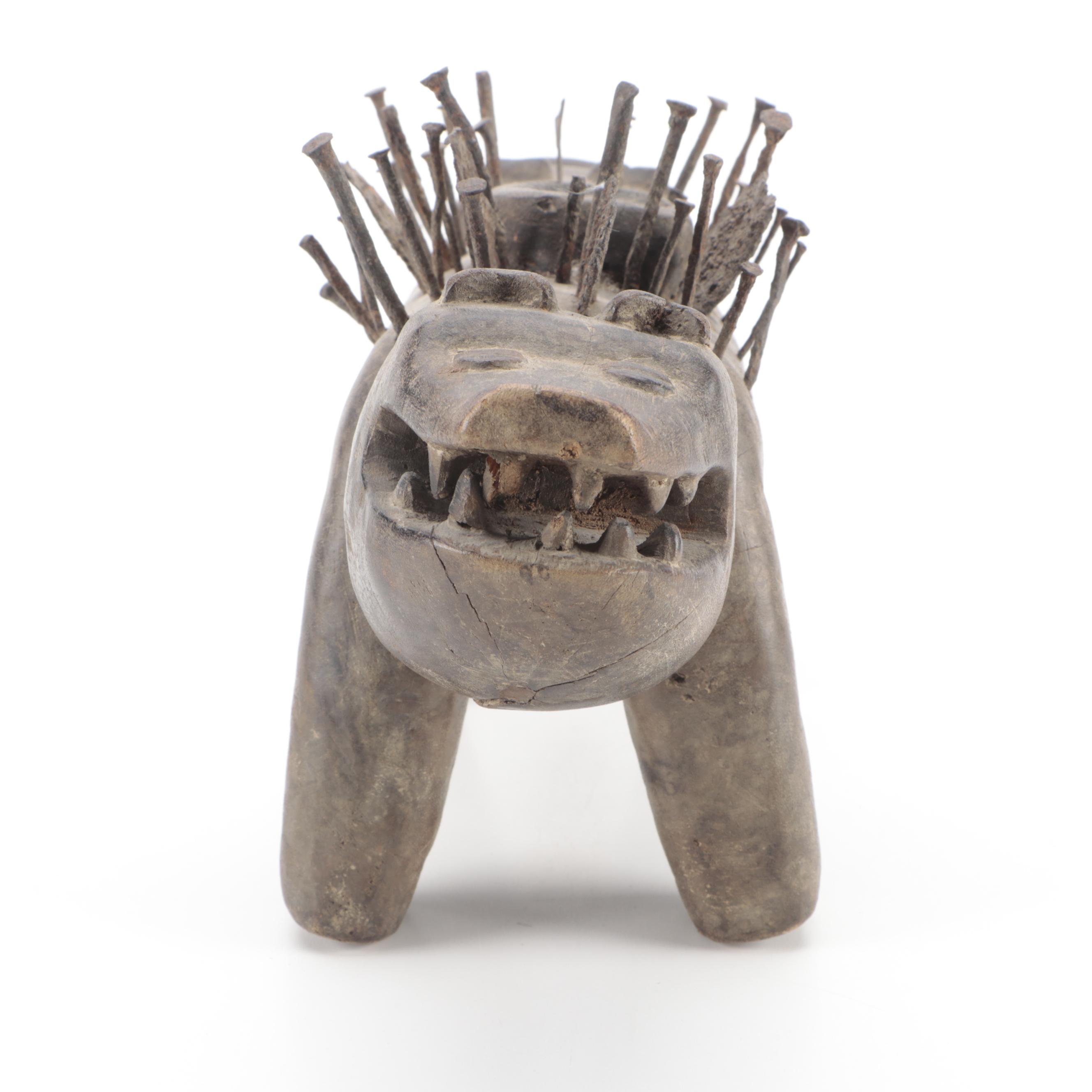 Kongo Carved Wood "Nkisi Nkondi Kozo," Central Africa