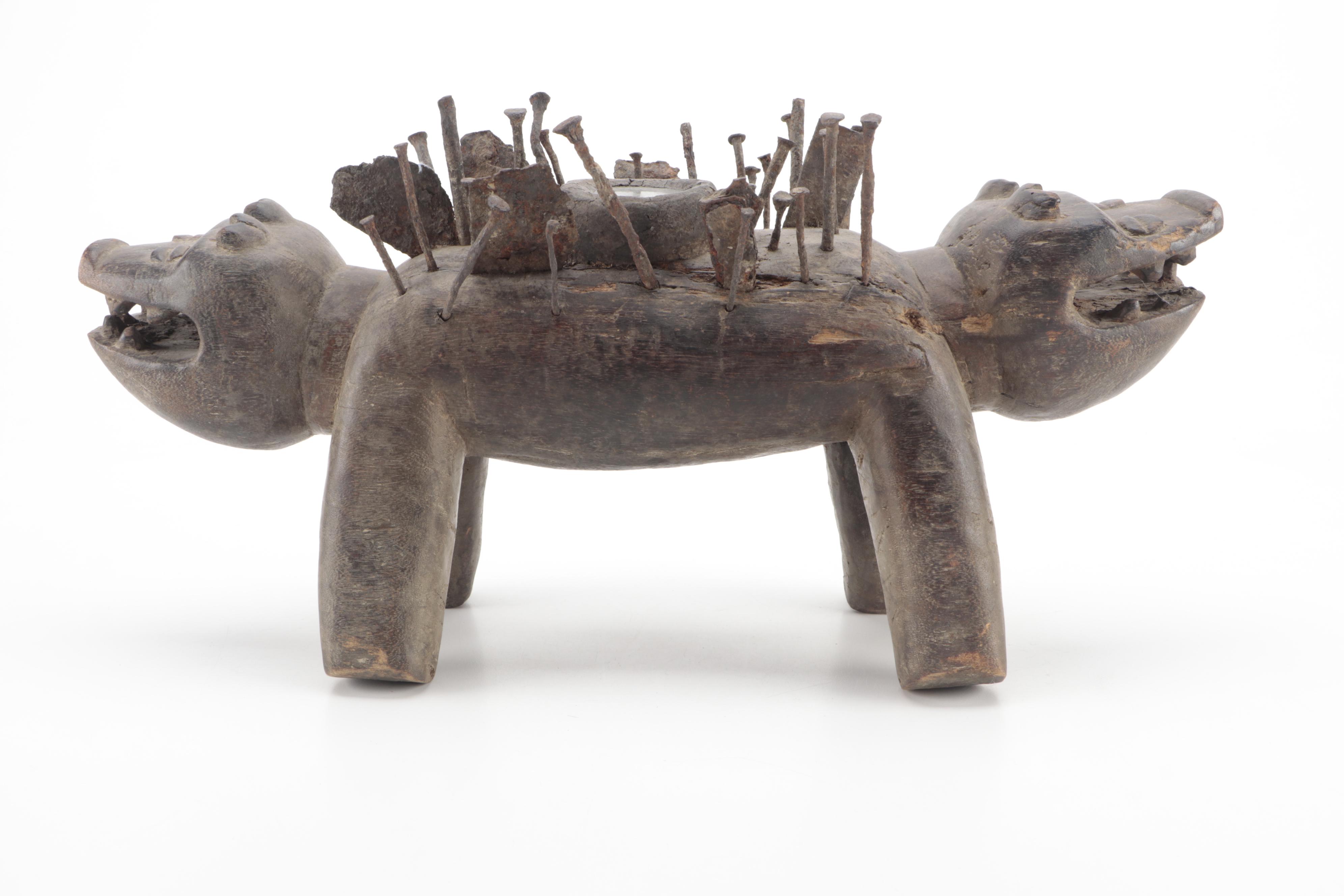 Kongo Carved Wood "Nkisi Nkondi Kozo," Central Africa