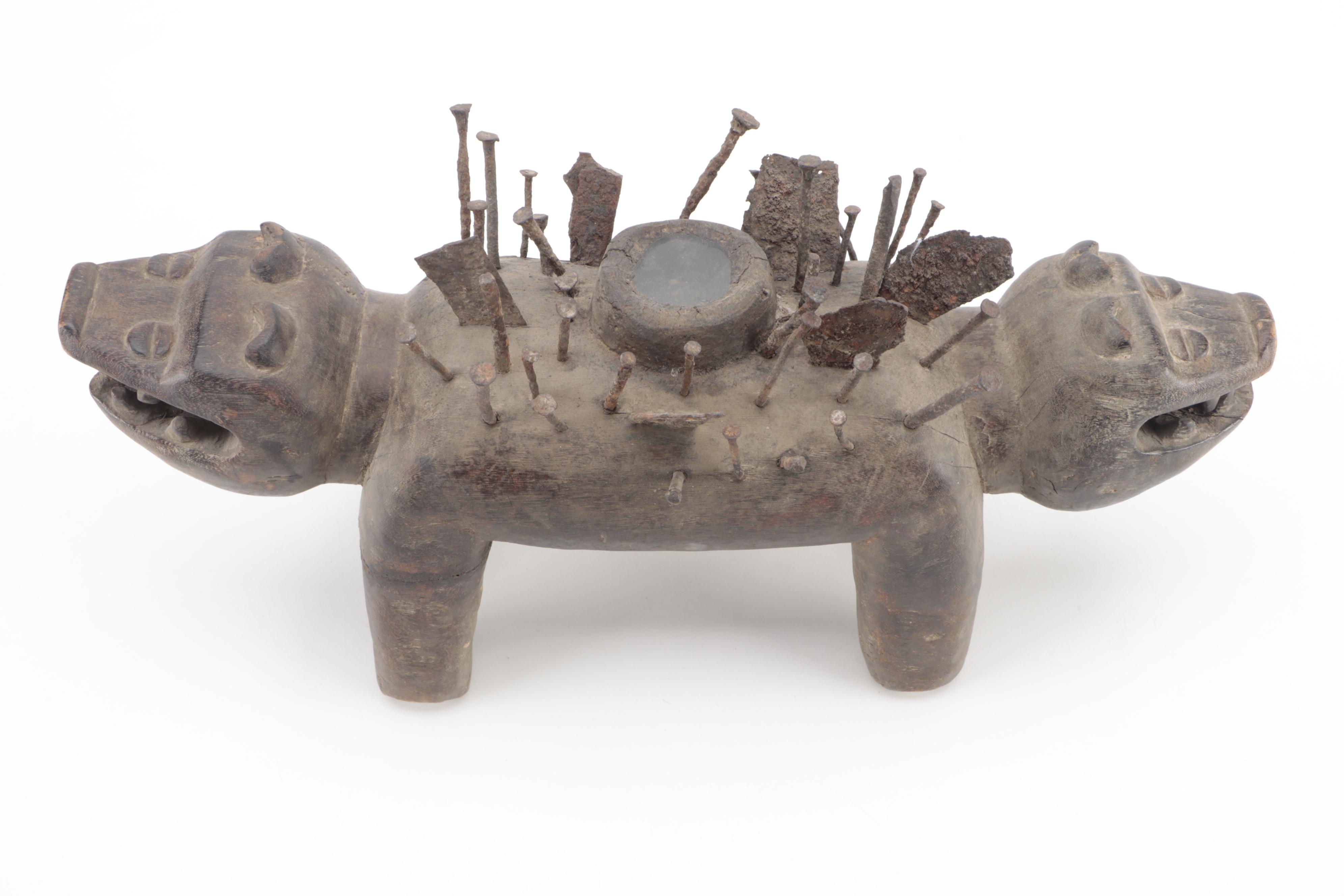 Kongo Carved Wood "Nkisi Nkondi Kozo," Central Africa