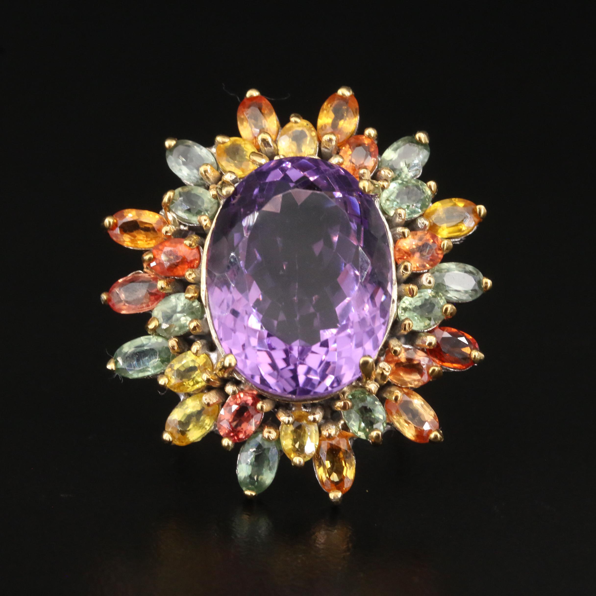 Sterling Amethyst and Sapphire Ring