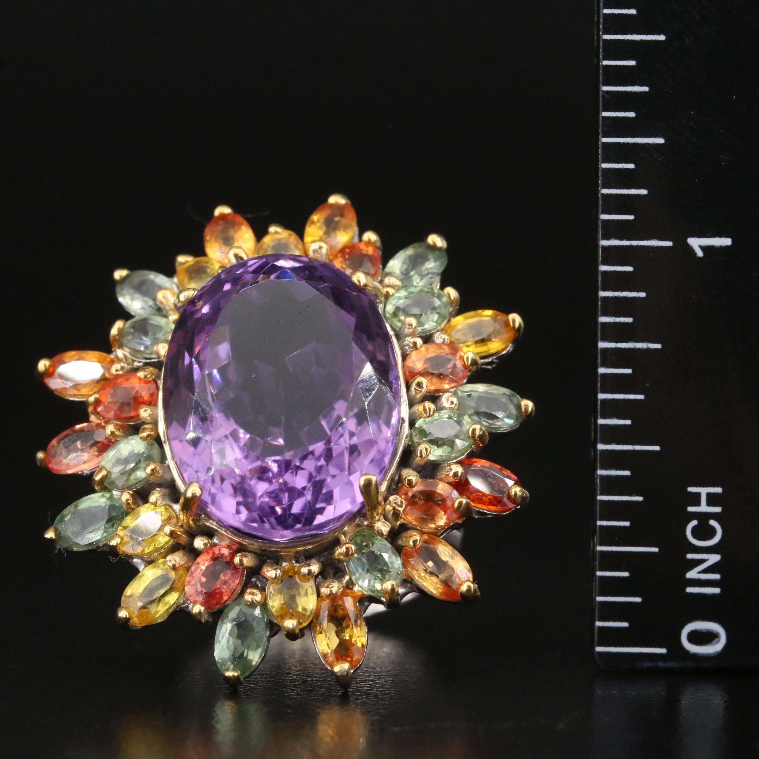 Sterling Amethyst and Sapphire Ring