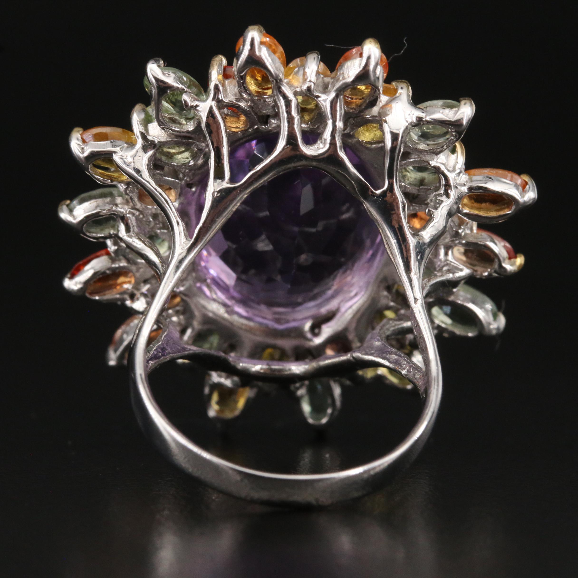 Sterling Amethyst and Sapphire Ring