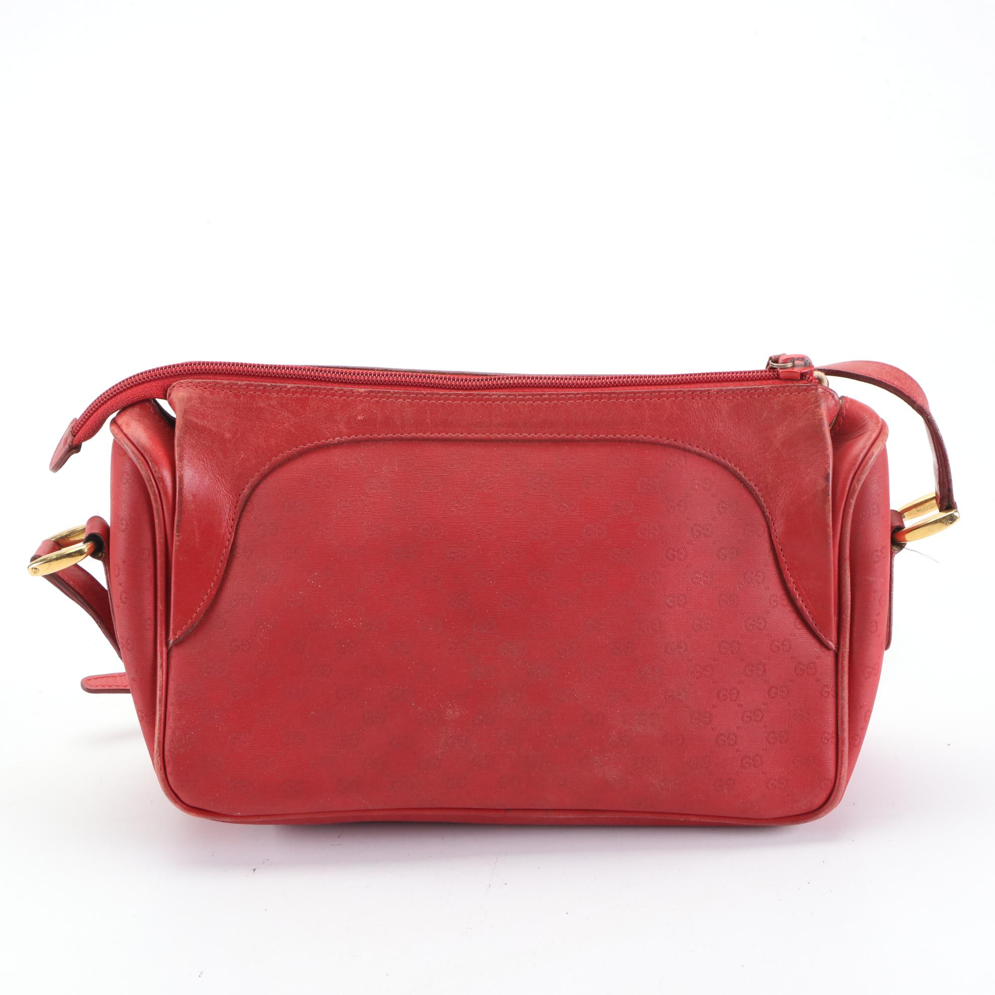 Gucci Shoulder Bag in Red MicroGuccissima Coated Canvas and Leather