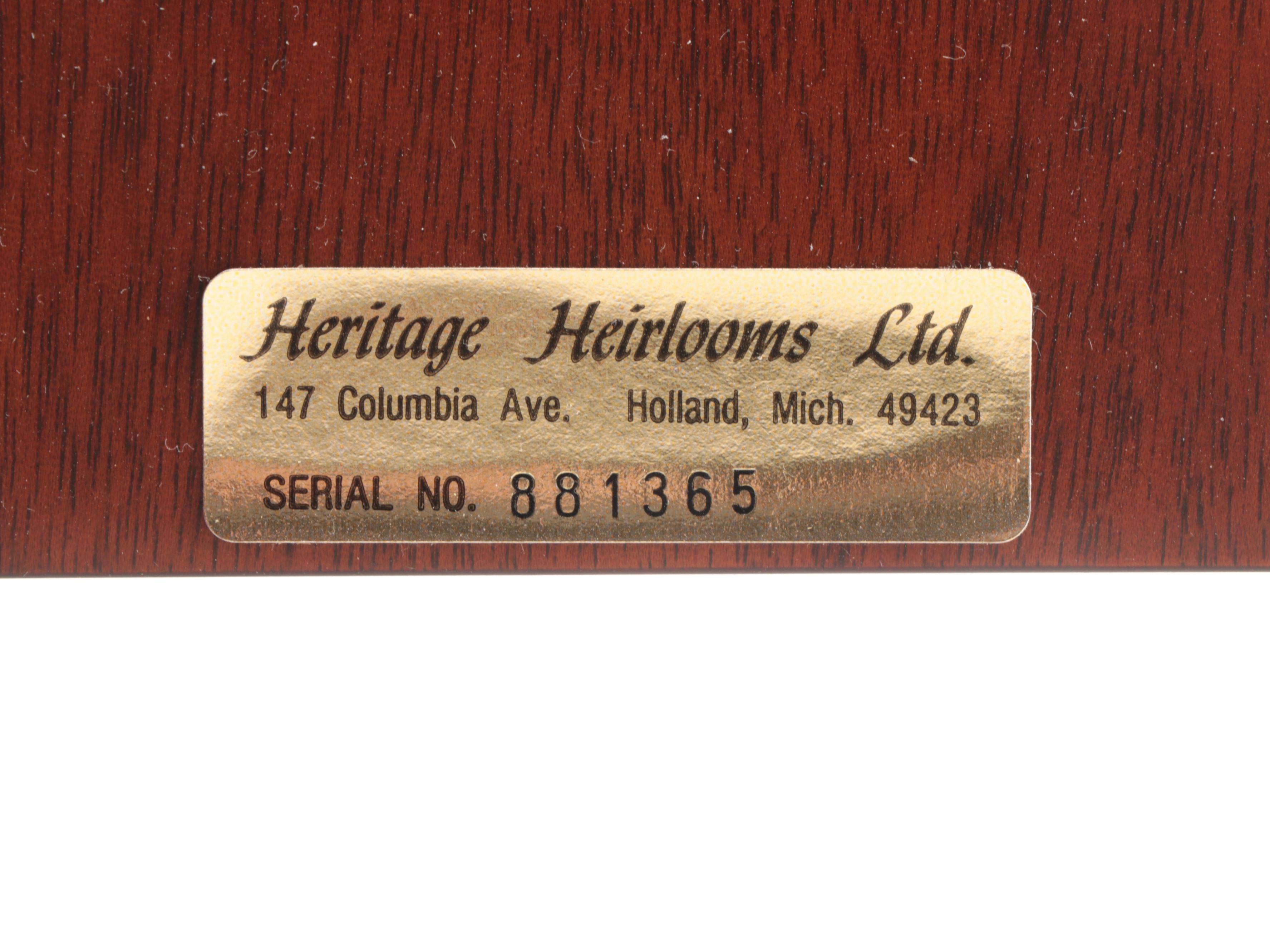 Heritage Heirlooms Three Chime Mantel Clock, Late 20th Century