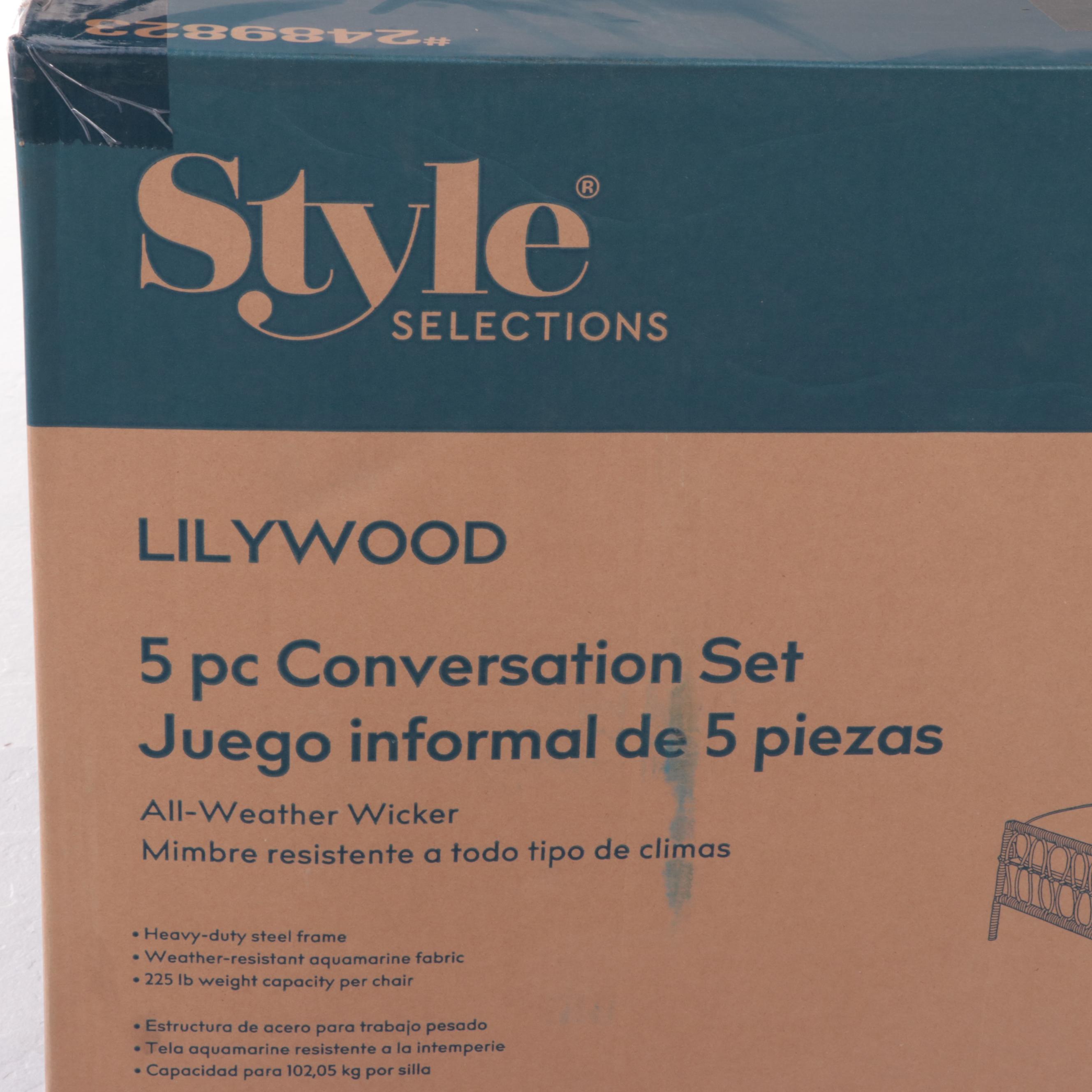 Style Selections Lilywood Five-Piece Wicker Conversation Set