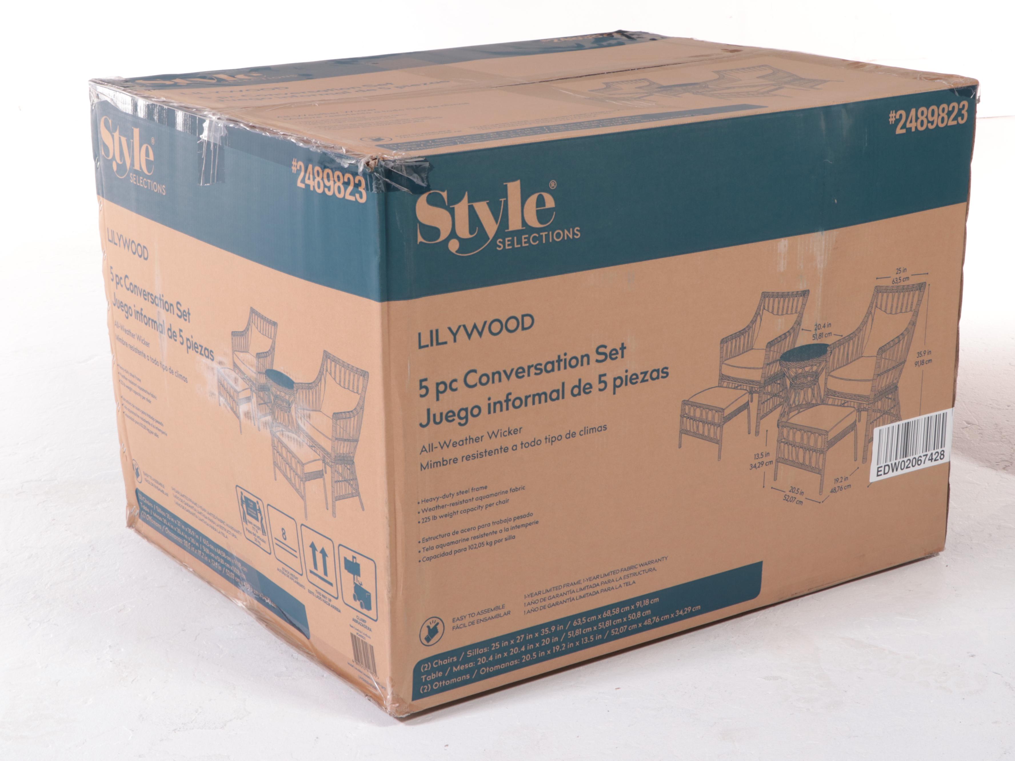 Style Selections Lilywood Five-Piece Wicker Conversation Set