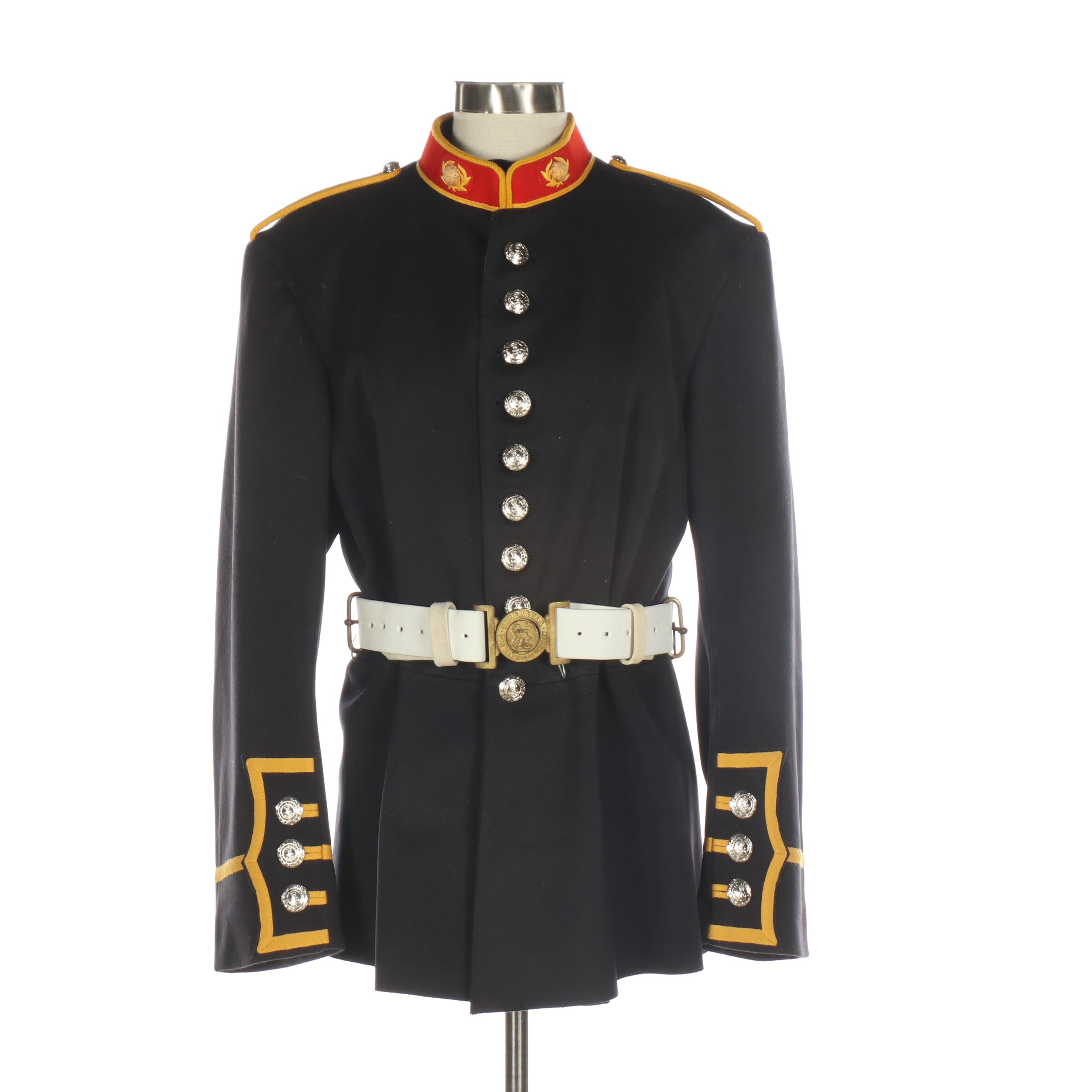 The Corps of Royal Marines No 1 Full Dress Band Uniform Tunic and Helmet