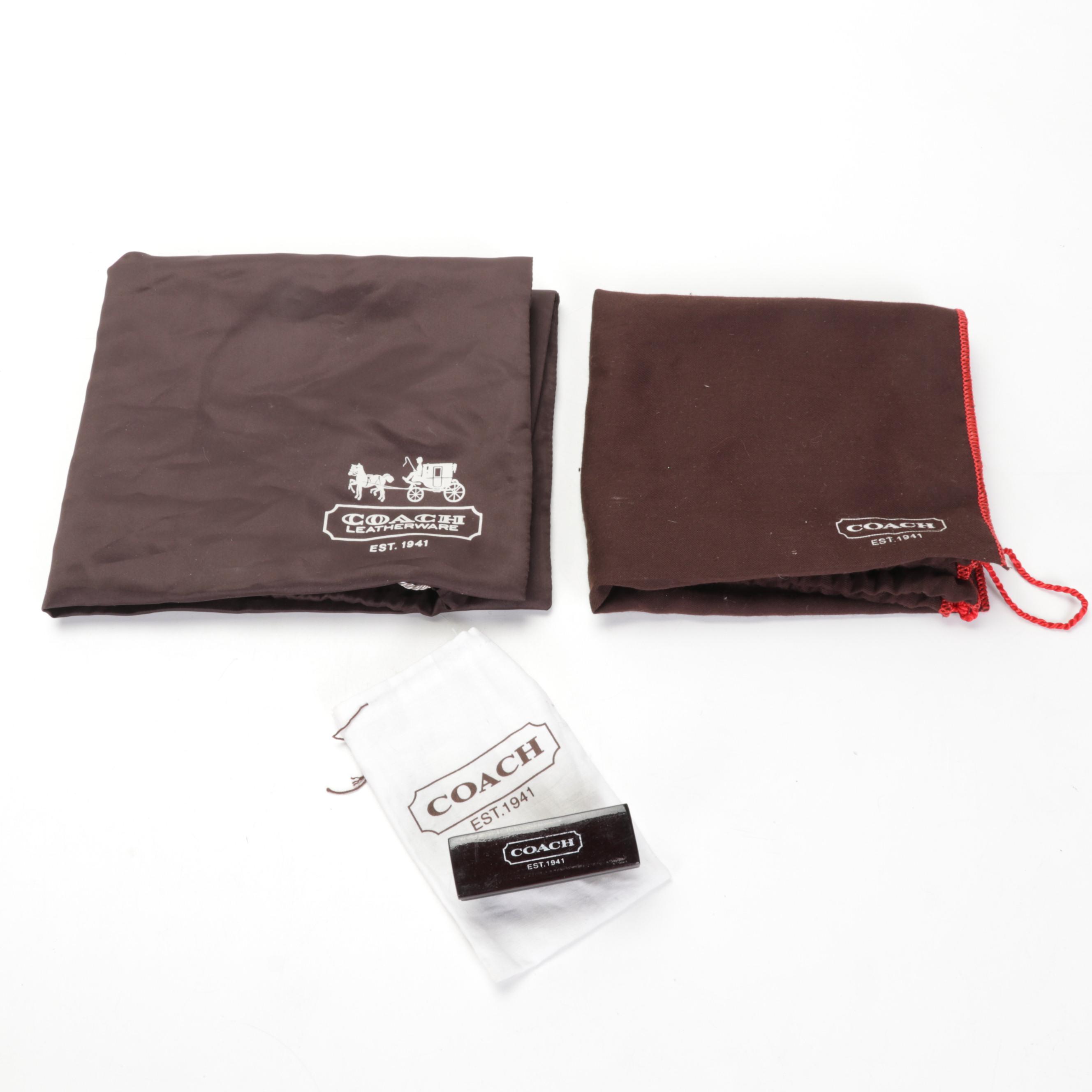 Coach Hampton Suede Shoulder Bag and Flap Front Crossbody Bag in Tan Leather