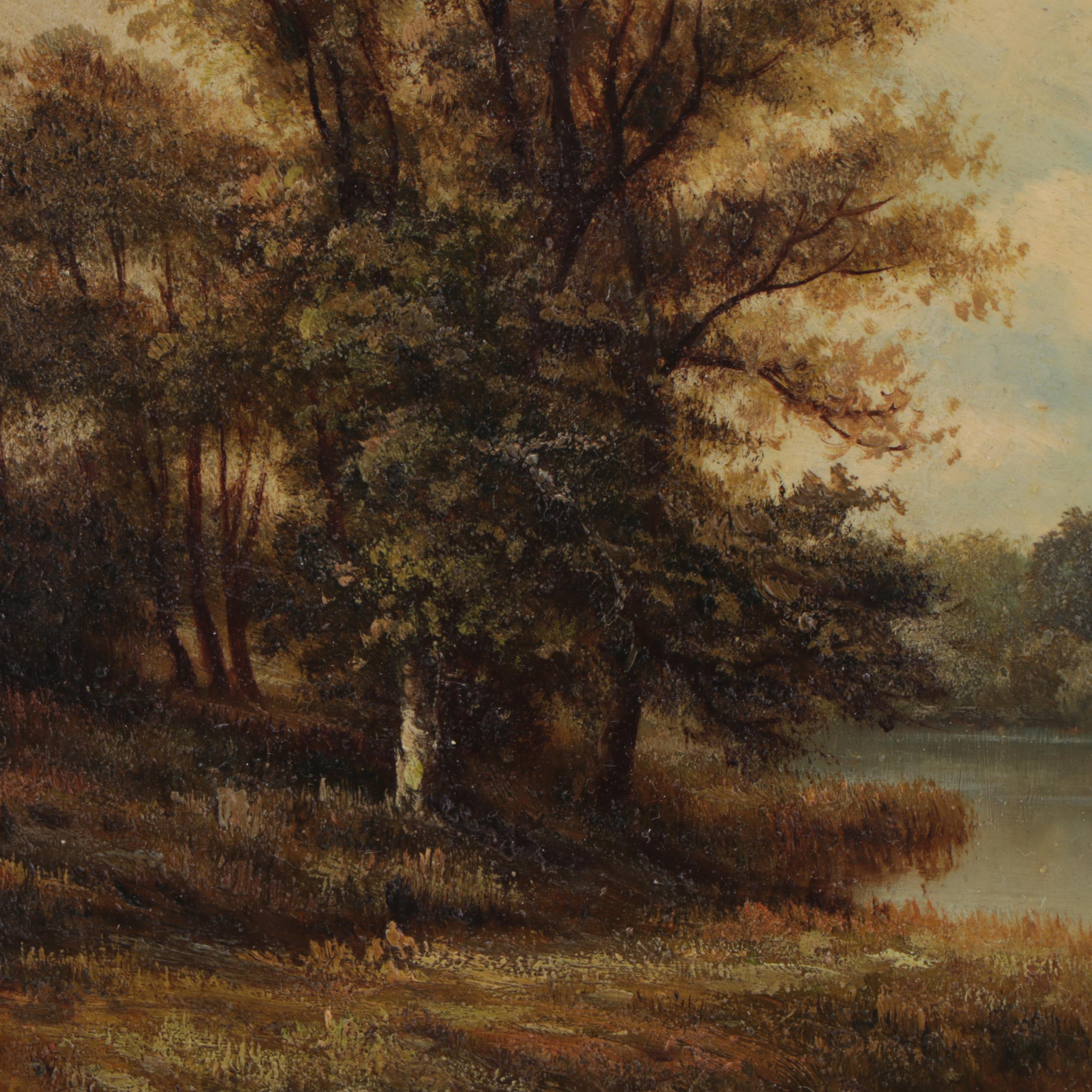 Landscape Oil Painting of Forest, Mid-20th Century