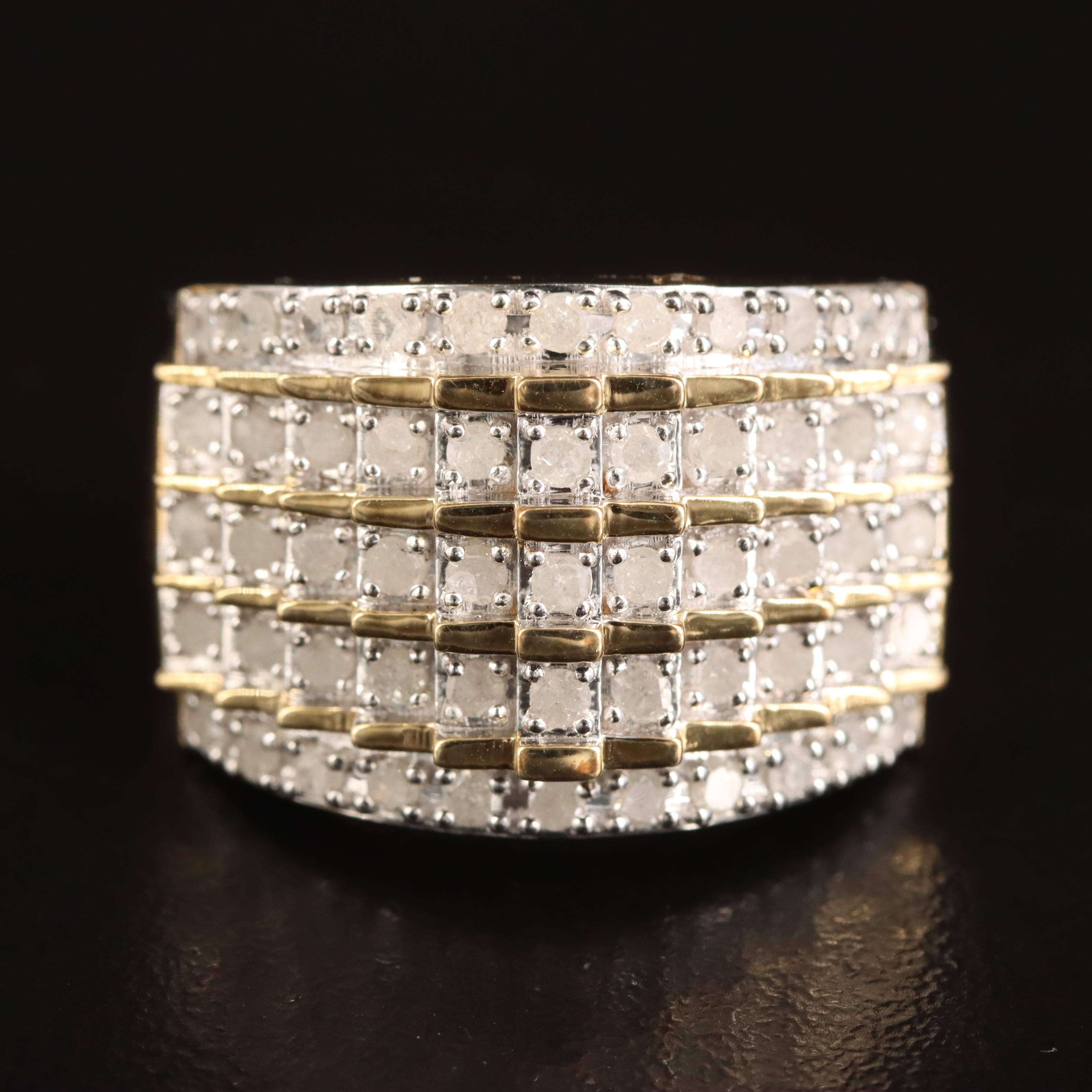 Sterling Diamond Stepped Ring