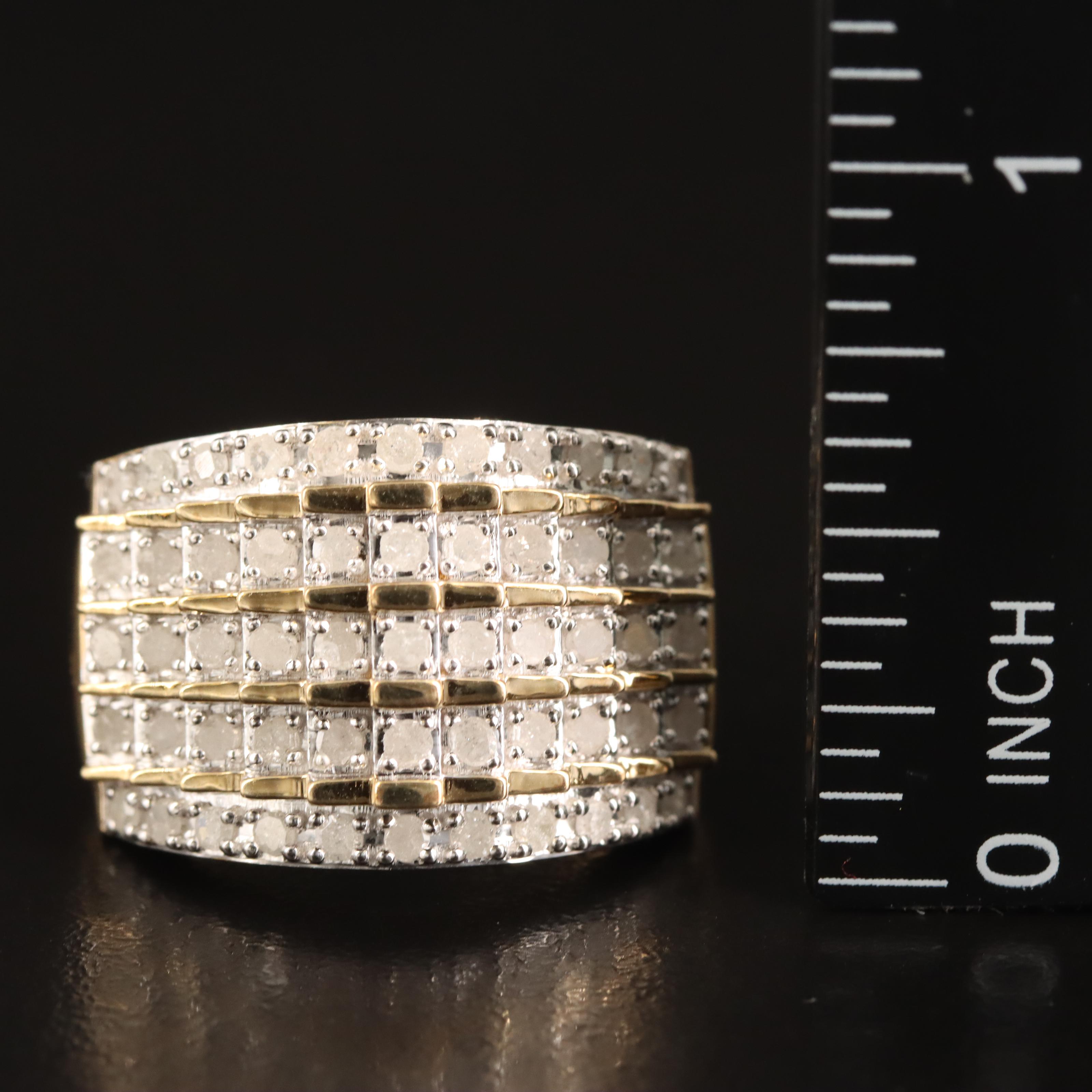 Sterling Diamond Stepped Ring