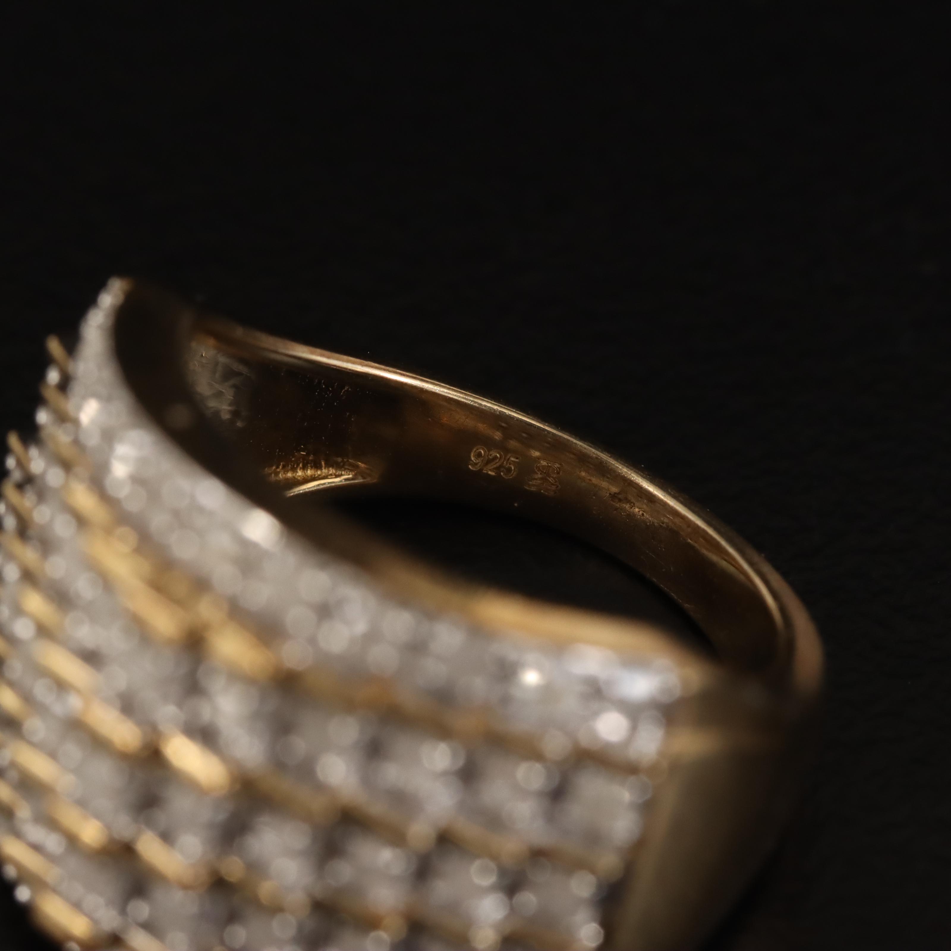 Sterling Diamond Stepped Ring