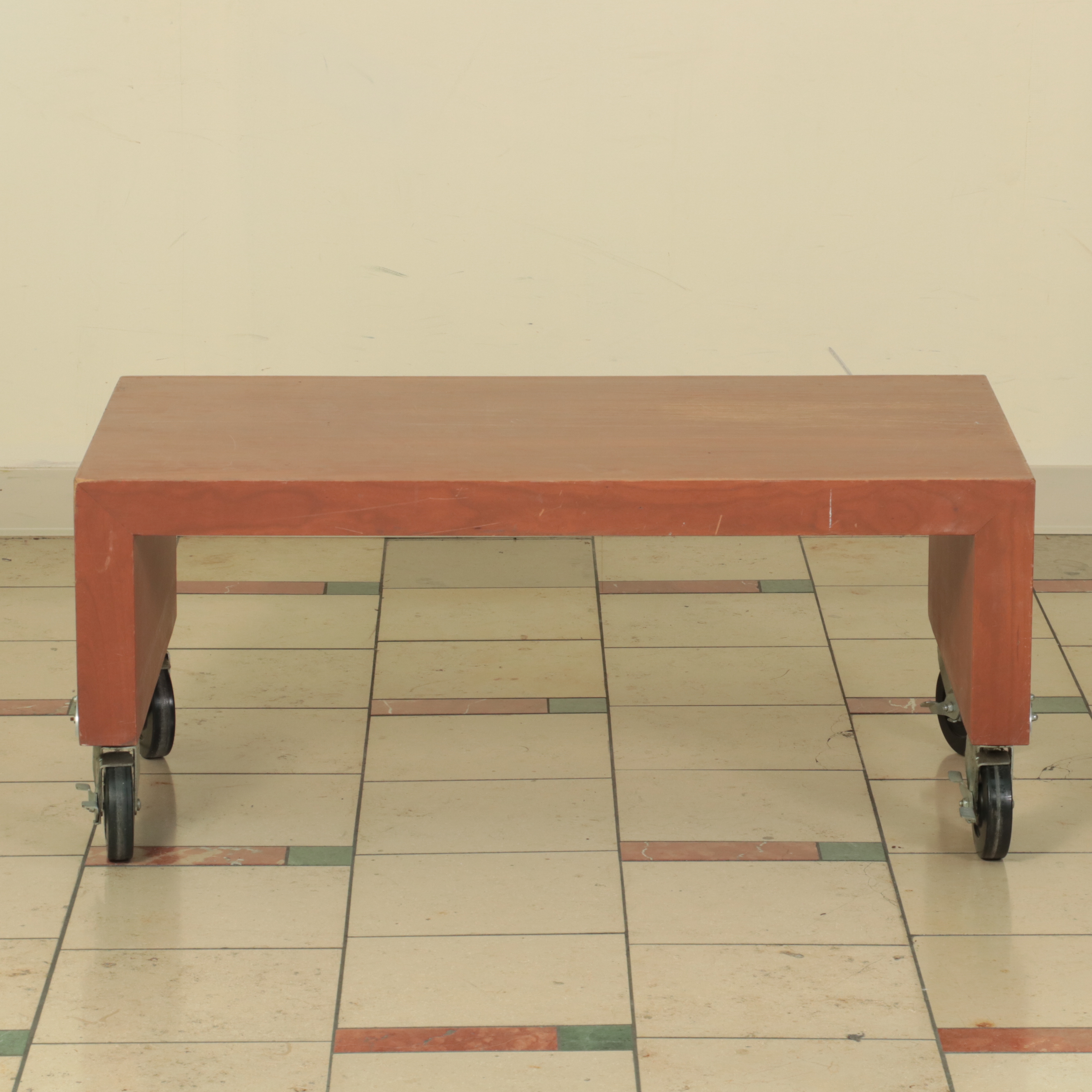 Laminated and Painted Wood Display Tables and Shelves on Wheels