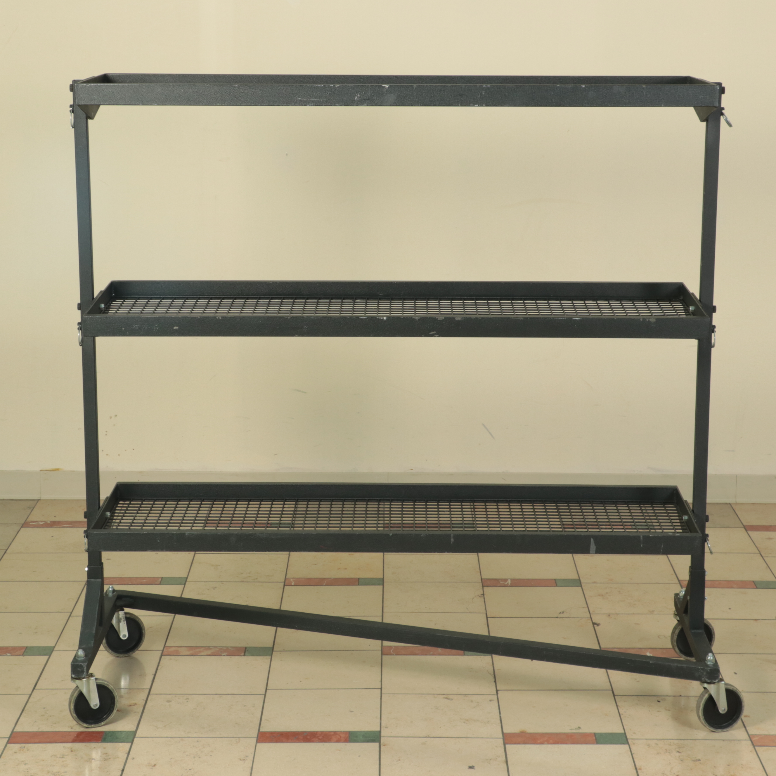Black-Finished Metal Industrial Rolling Shelving Unit with Adjustable Shelves