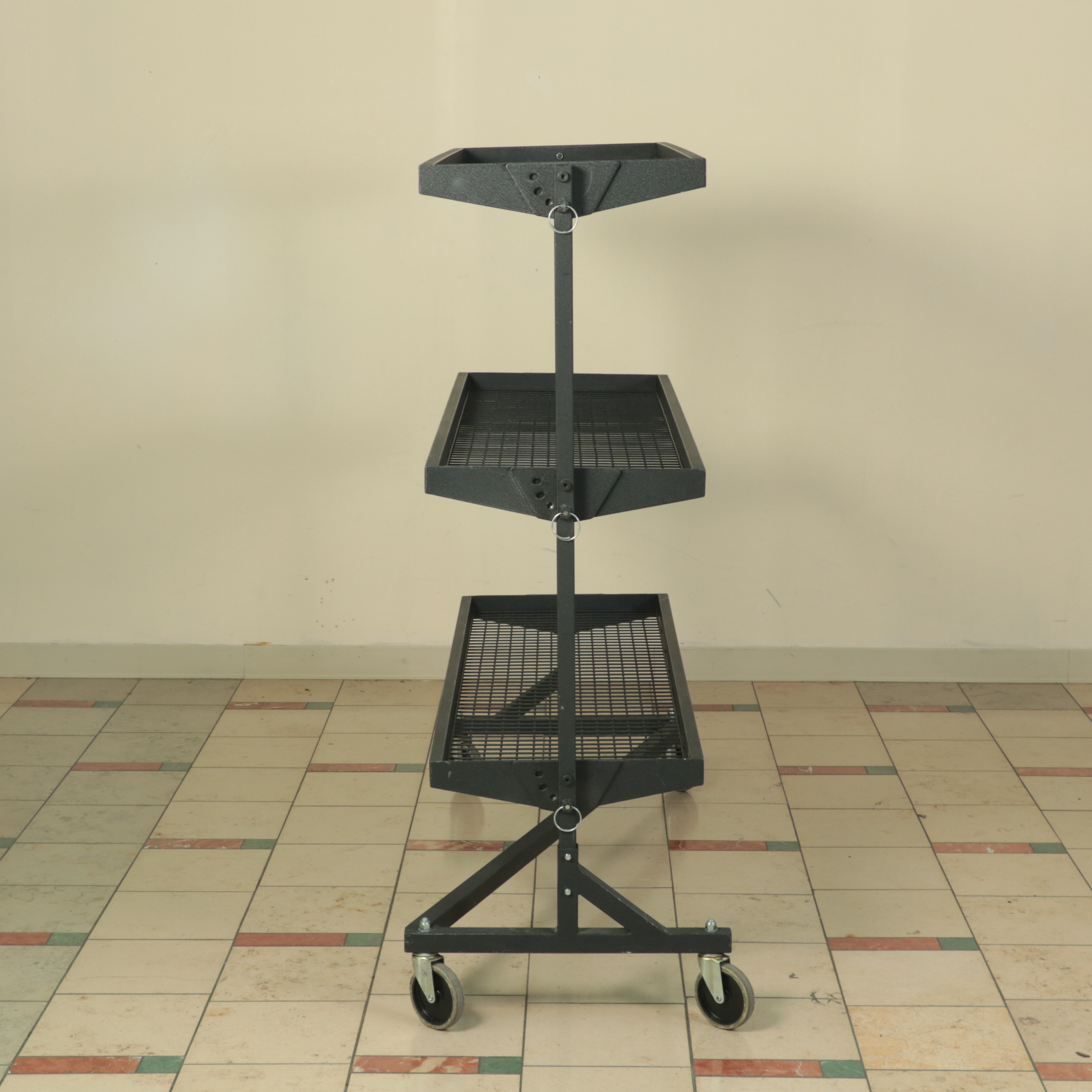 Black-Finished Metal Industrial Rolling Shelving Unit with Adjustable Shelves