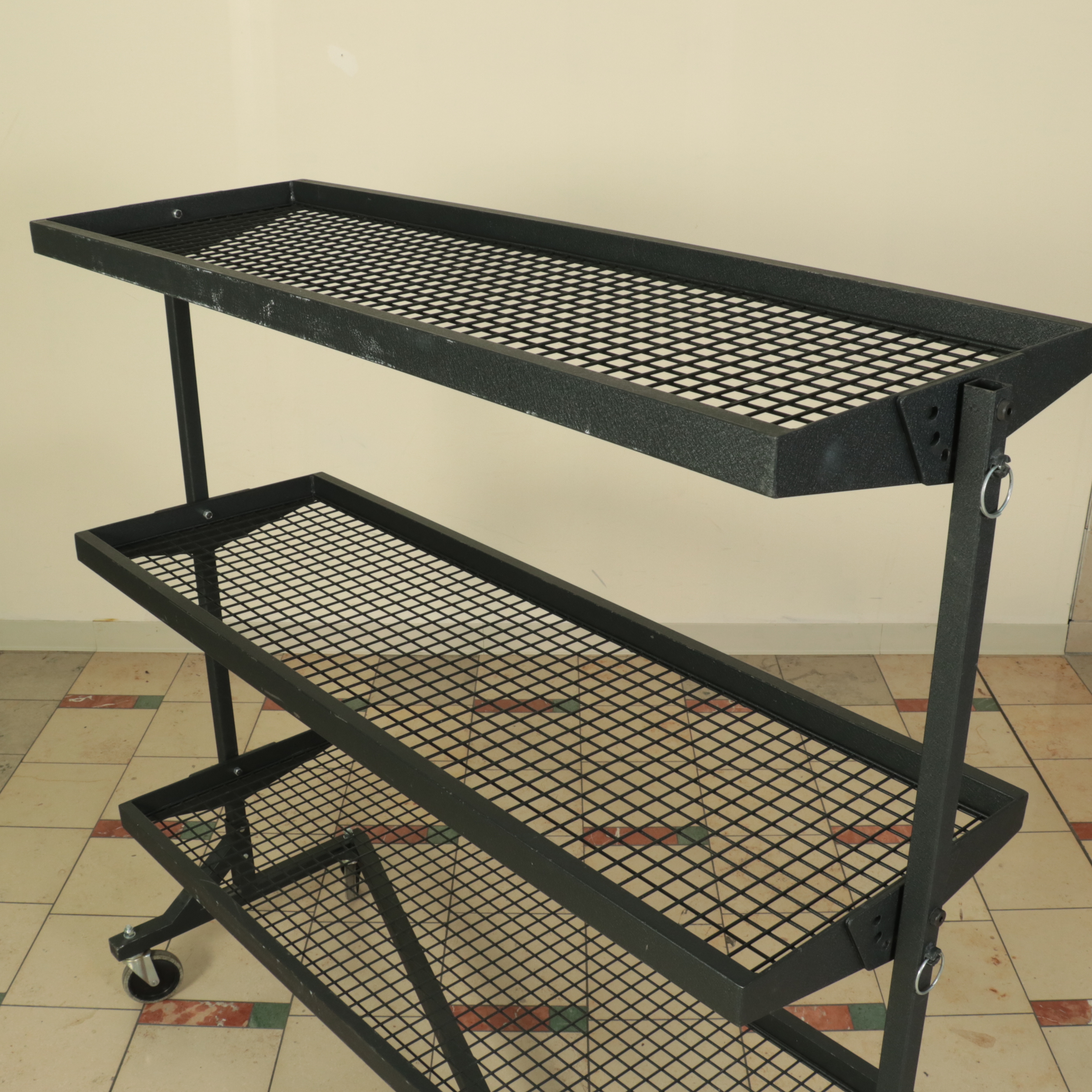 Black-Finished Metal Industrial Rolling Shelving Unit with Adjustable Shelves