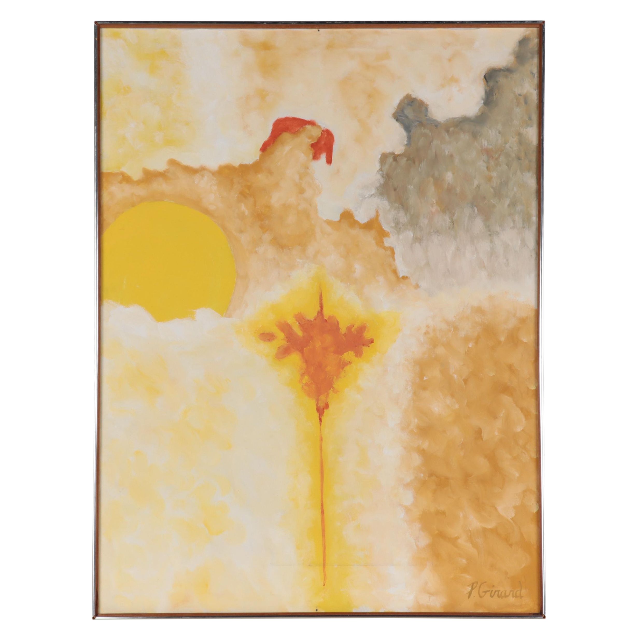 P. Girard Abstract Oil Painting "Phenomenon," Mid-20th Century