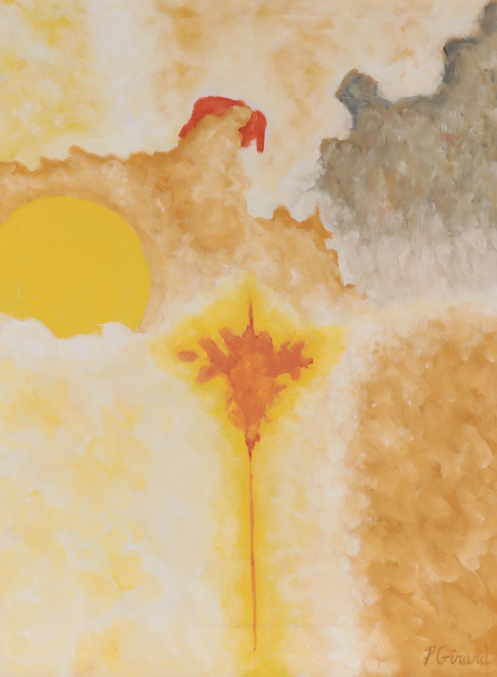 P. Girard Abstract Oil Painting "Phenomenon," Mid-20th Century