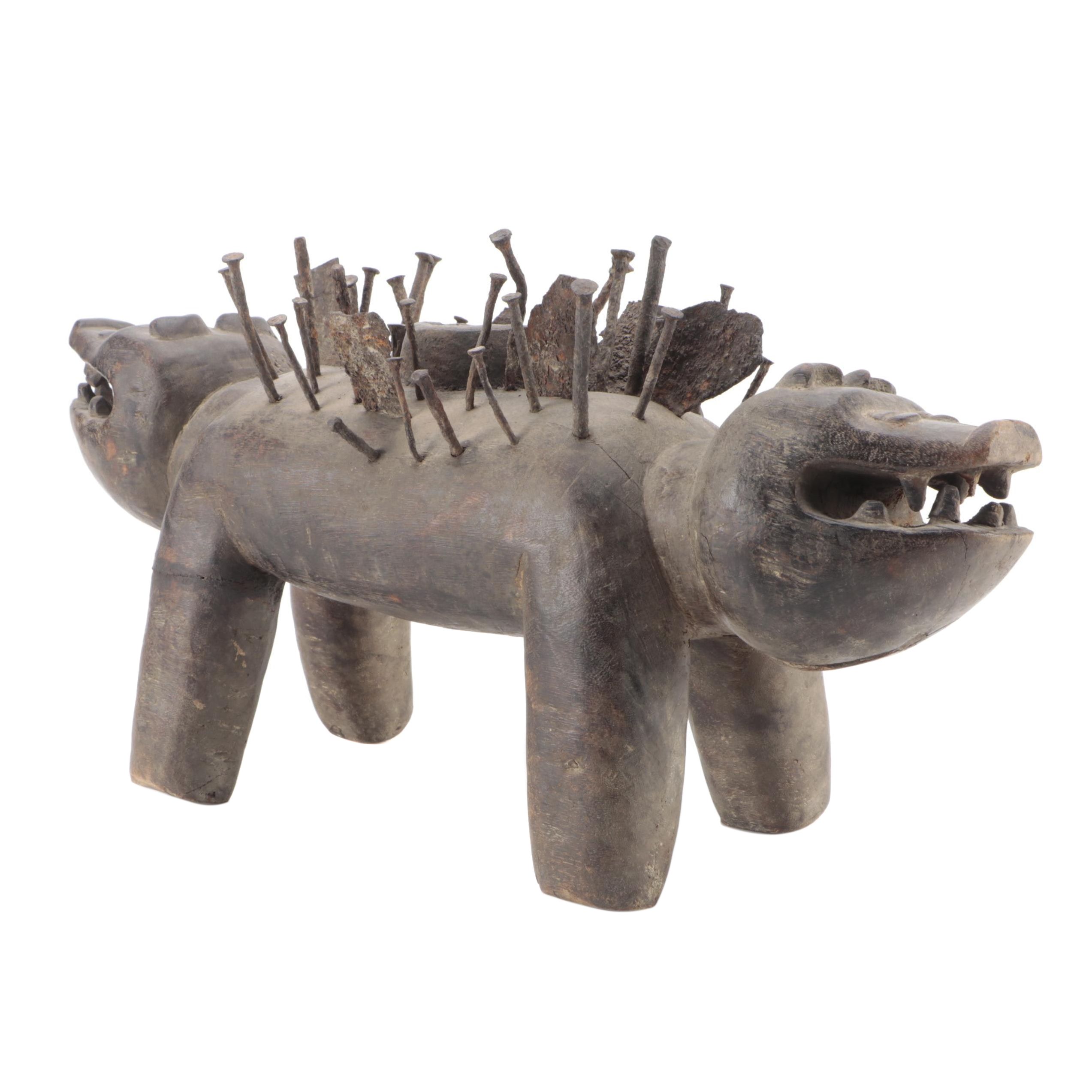 Kongo Carved Wood "Nkisi Nkondi Kozo," Central Africa