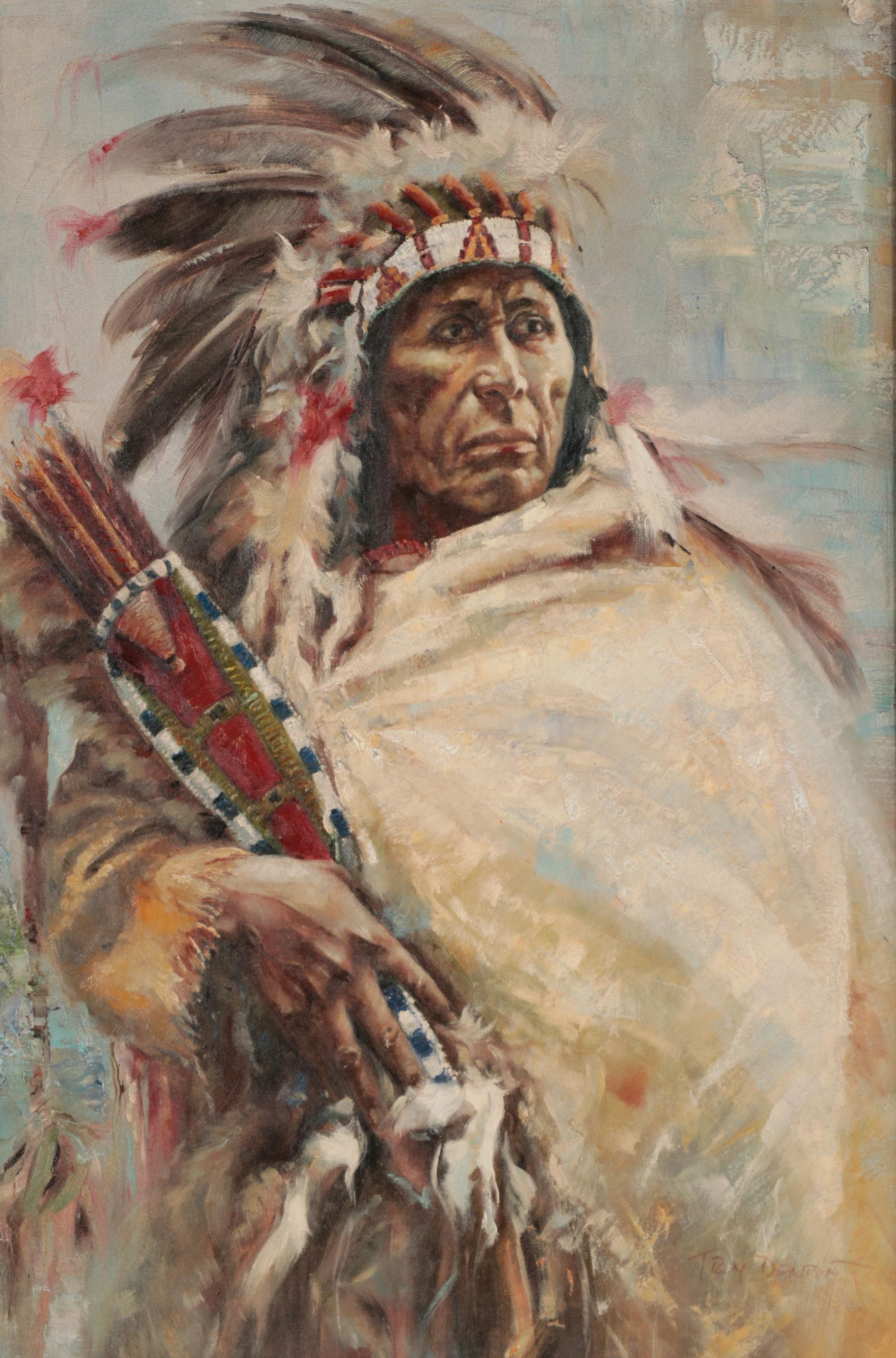Troy Denton Portrait Copy Oil Painting of a Native American Man